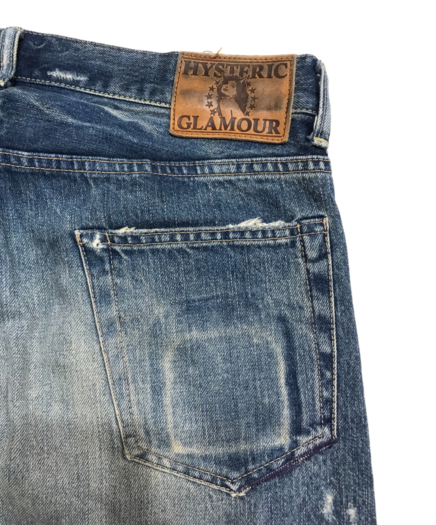 中古・古着通販】Hysteric Glamour (ヒステリックグラマー) ピラミッドスタッズ ダメージリペア加工スキャブデニム パンツ インディゴ  サイズ:32｜ブランド・古着通販 トレファク公式【TREFAC FASHION】スマホサイト