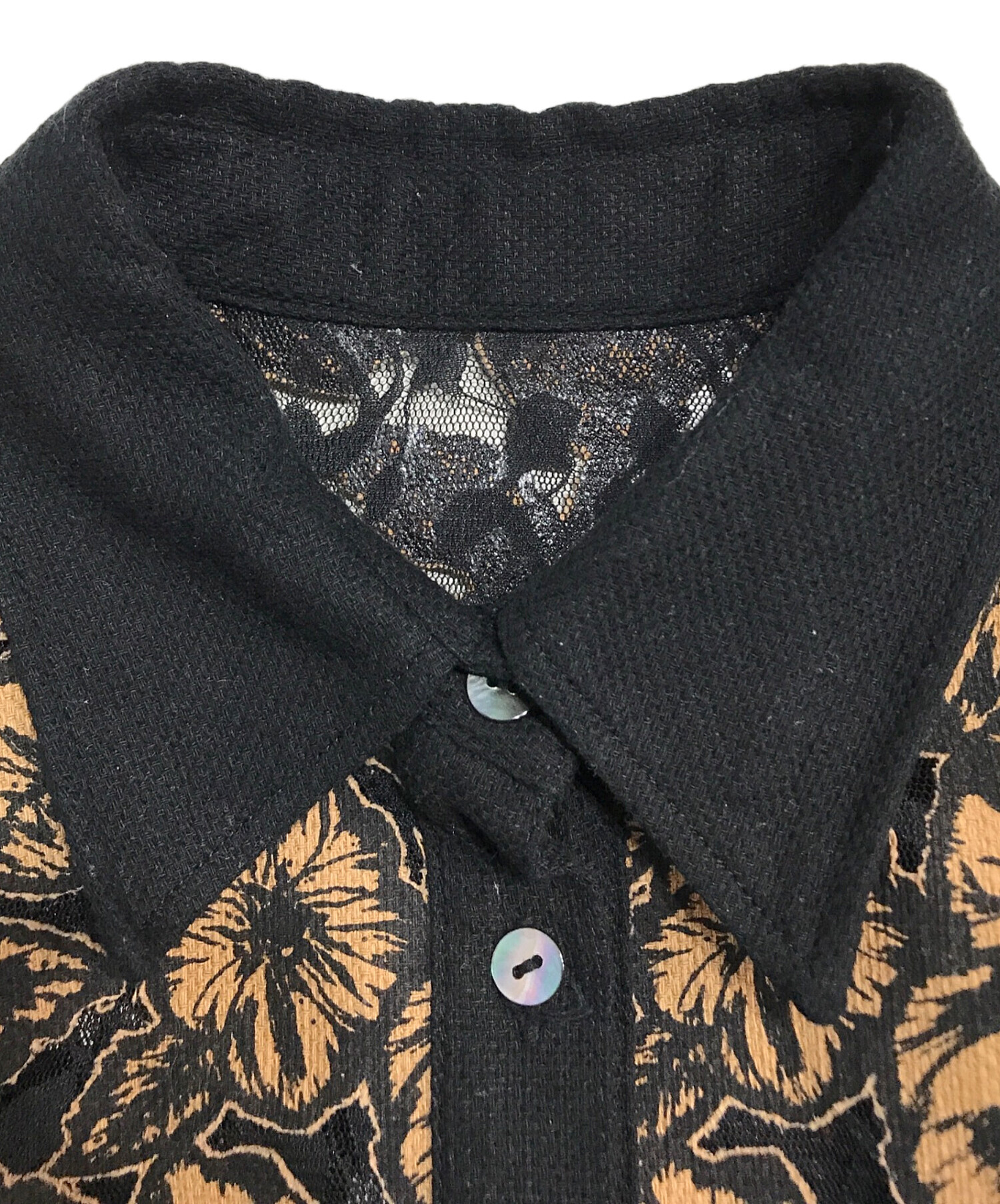 中古・古着通販】EBONY (エボニー) Flower Lace Flare Shirt/フラワーレースフレアシャツ ブラウン×ブラック  サイズ:M｜ブランド・古着通販 トレファク公式【TREFAC FASHION】スマホサイト