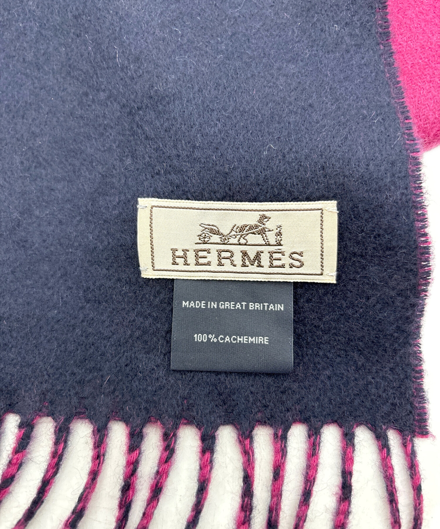 中古・古着通販】HERMES (エルメス) ロゴ刺繍 リバーシブルカシミヤマフラー ネイビー×パープル｜ブランド・古着通販  トレファク公式【TREFAC FASHION】スマホサイト