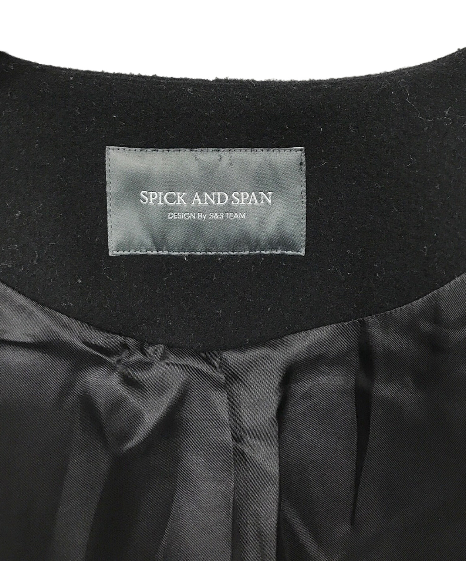 Spick and Span (スピックアンドスパン) メルトンVネックカラーコート ブラック サイズ:SIZE 34