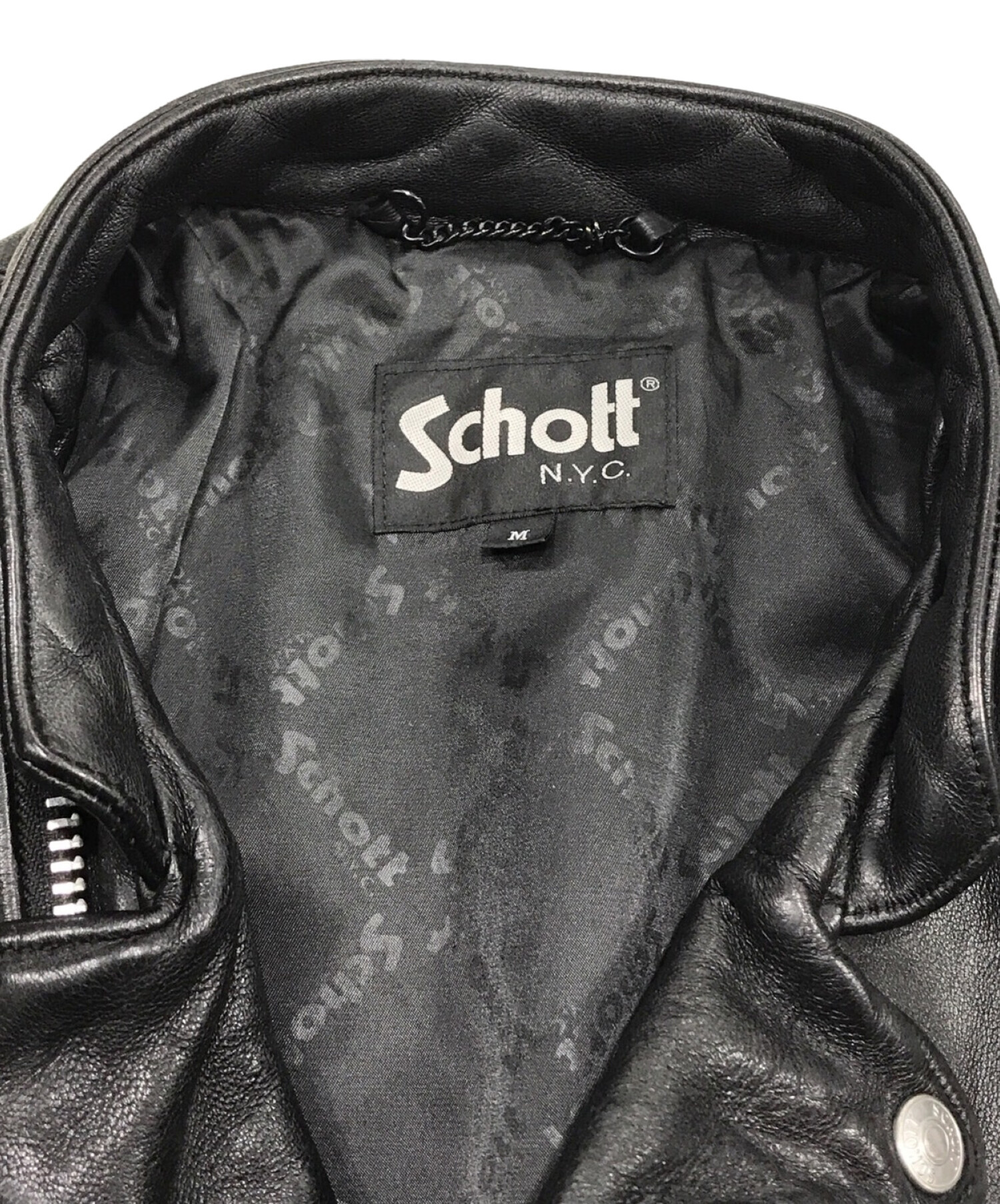 Schott (ショット) セミダブルライダースジャケット ブラック サイズ:SIZE M