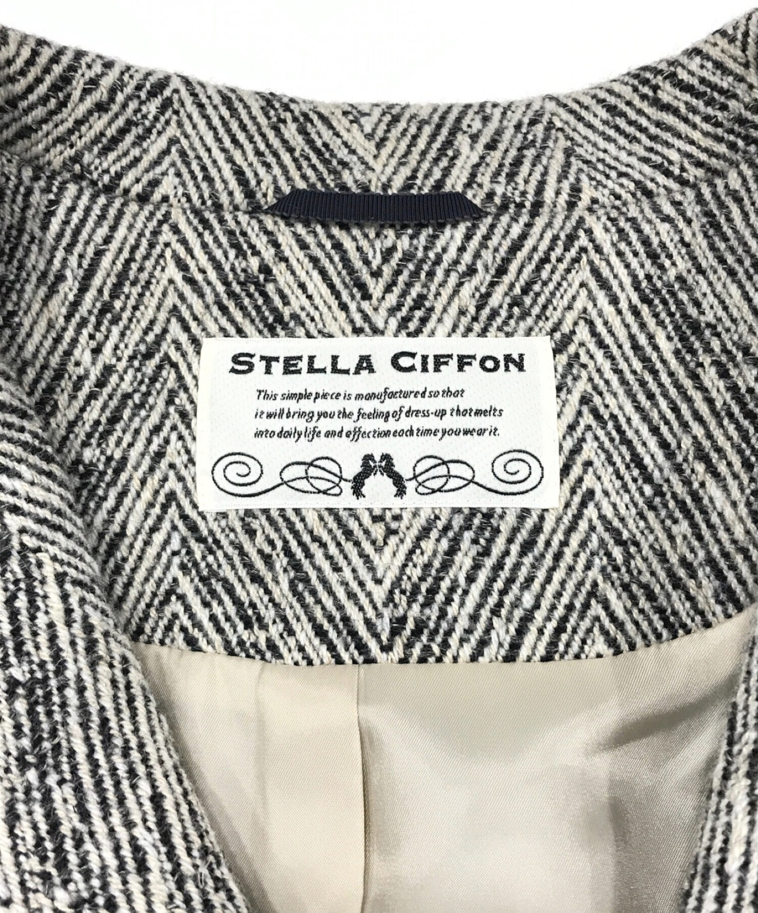 STELLA CIFFON (ステラシフォン) ヘリンボーンコート グレー サイズ:36