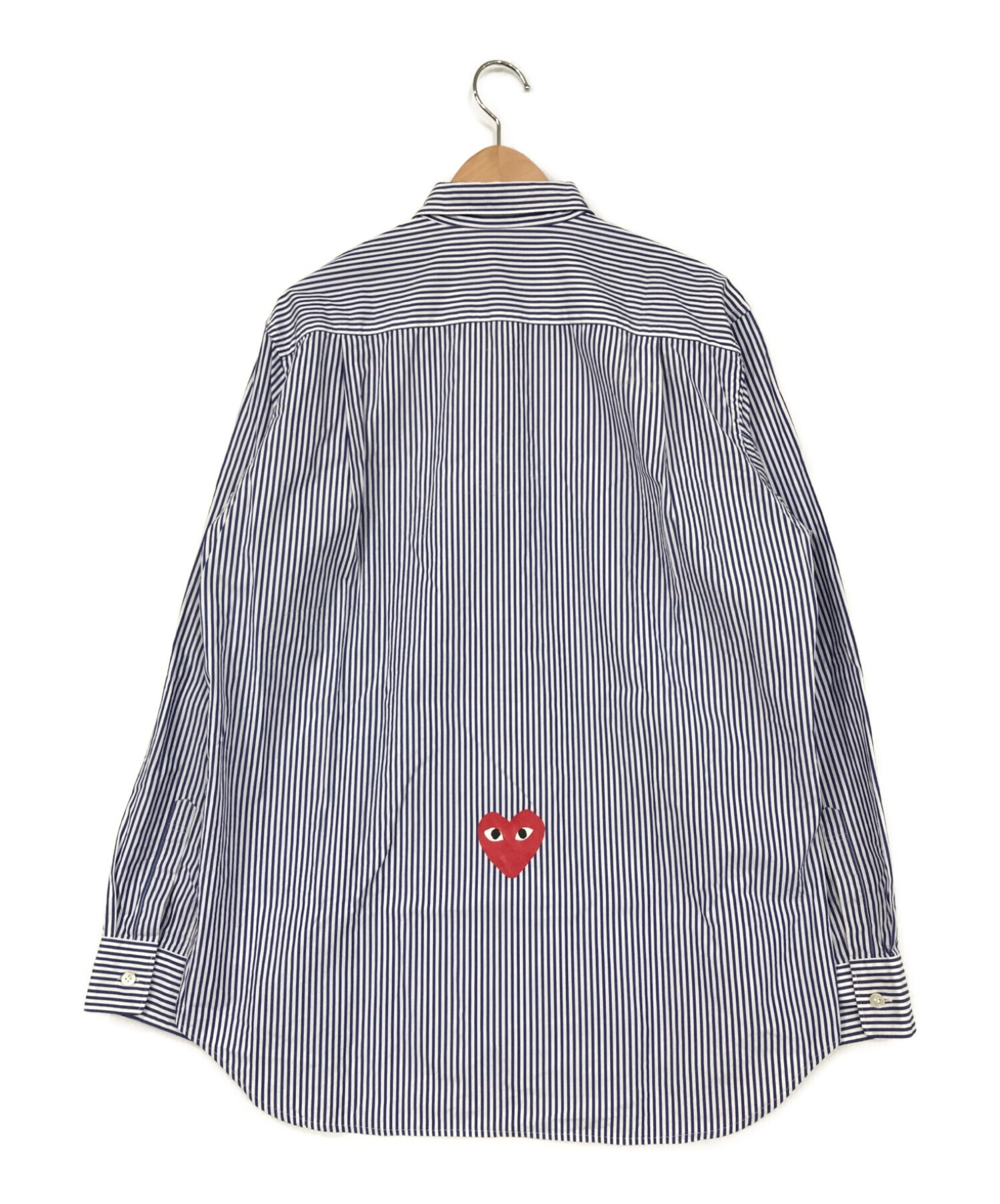 PLAY COMME des GARCONS (プレイ コムデギャルソン) ストライプシャツ ネイビー サイズ:SIZE　L