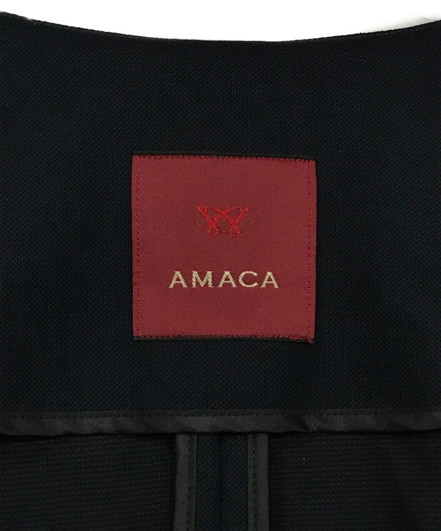 中古・古着通販】AMACA (アマカ) ノーカラージャケット ネイビー