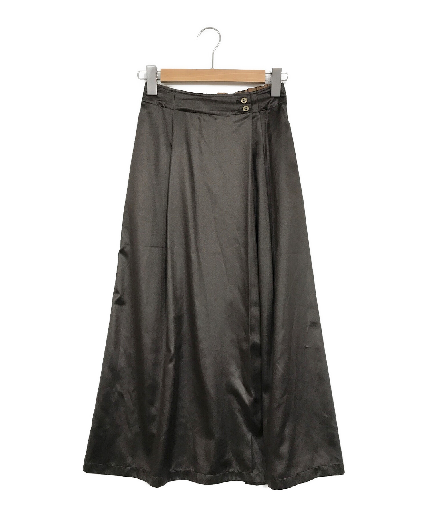 NOMBRE IMPAIR (ノンブルアンペール) レザーライクサテンAラインスカート ブラウン サイズ:SIZE F