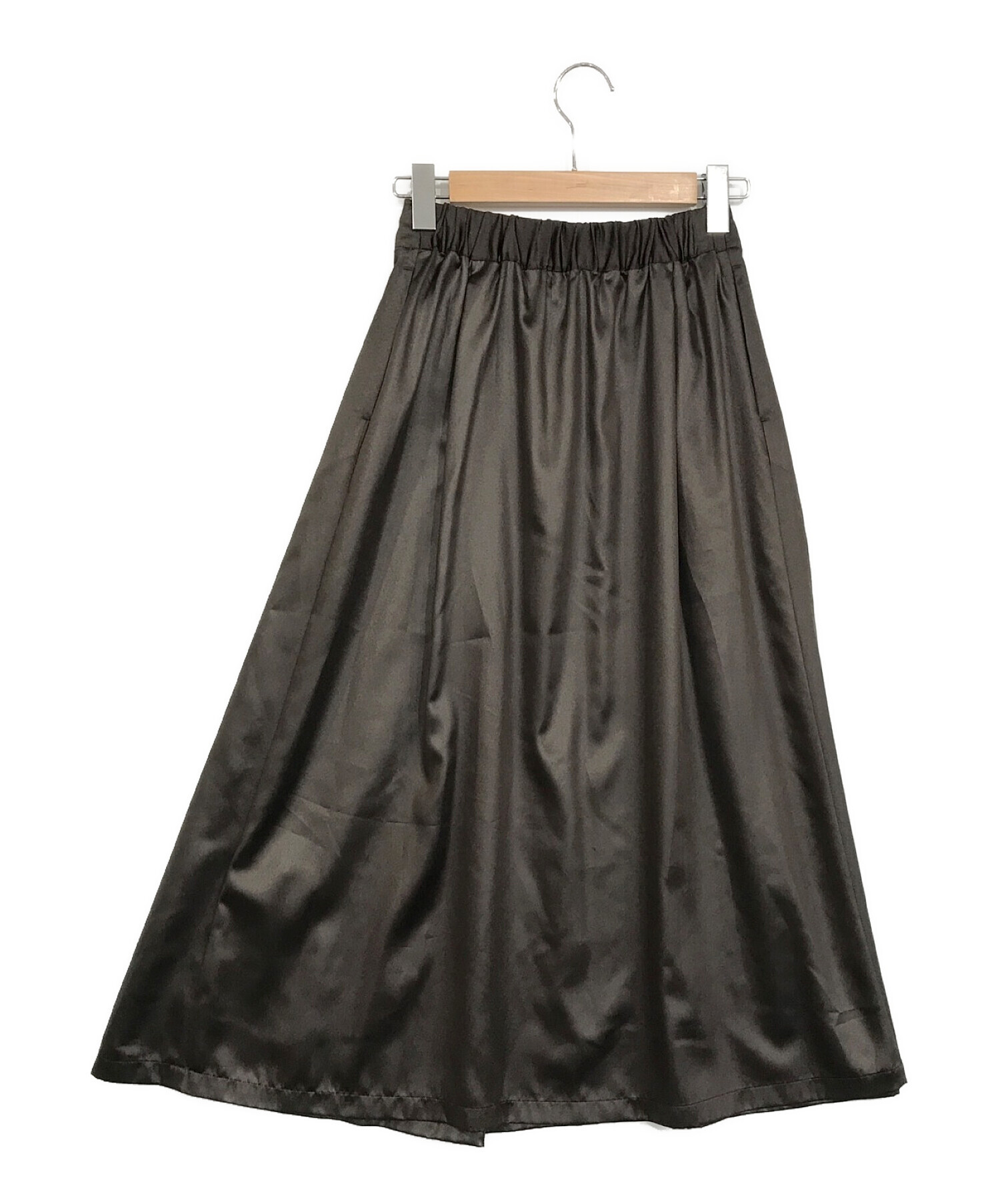 NOMBRE IMPAIR (ノンブルアンペール) レザーライクサテンAラインスカート ブラウン サイズ:SIZE F