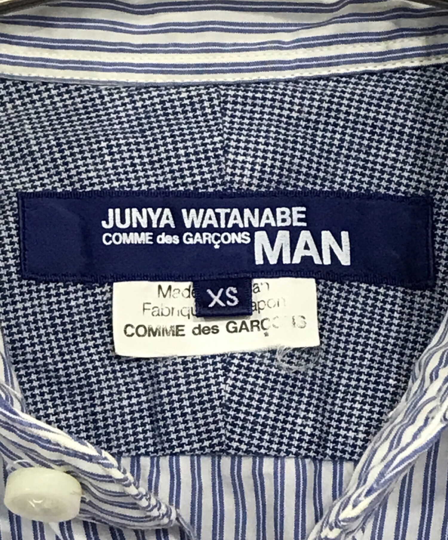 COMME des GARCONS JUNYA WATANABE MAN (コムデギャルソンジュンヤワタナベマン) パッチワークカスタム丸襟長袖シャツ  ブルー サイズ:SIZE XS