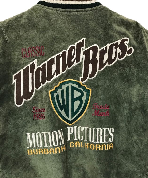 WARNER BROS (ワーナーブラザーズ) 古着スタジャン グリーン×ブラウン サイズ:SIZE L