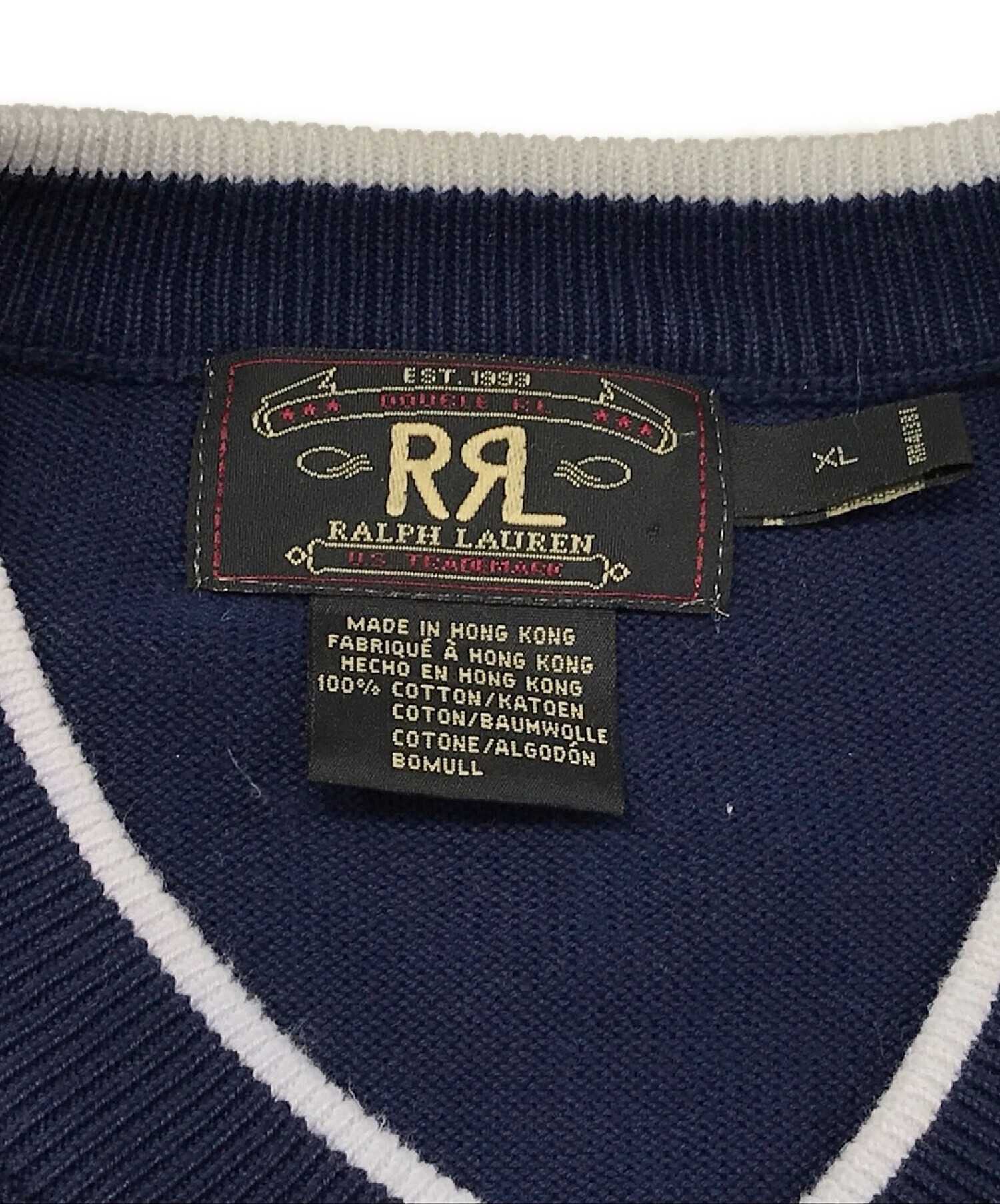 RRL (ダブルアールエル) コットンニット ネイビー サイズ:SIZE XL