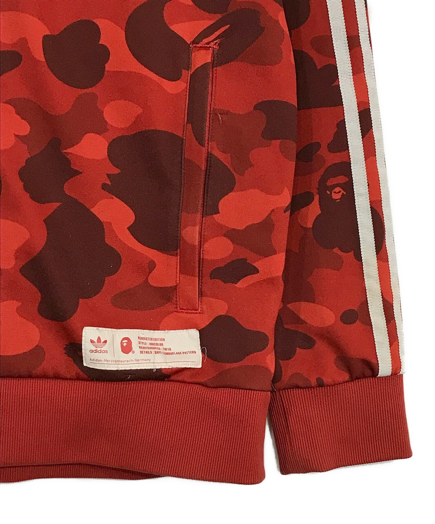 adidas×A BATHING APE (アディダス×アベイシングエイプ) コラボトラックジャケット レッド サイズ:SIZE O