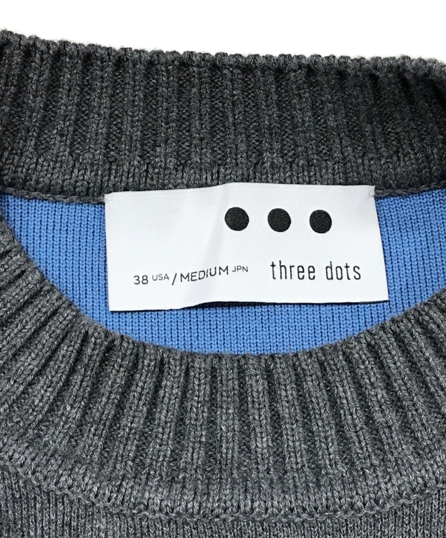 THREE DOTS (スリードッツ) クルーネックニット グレー サイズ:SIZE　M