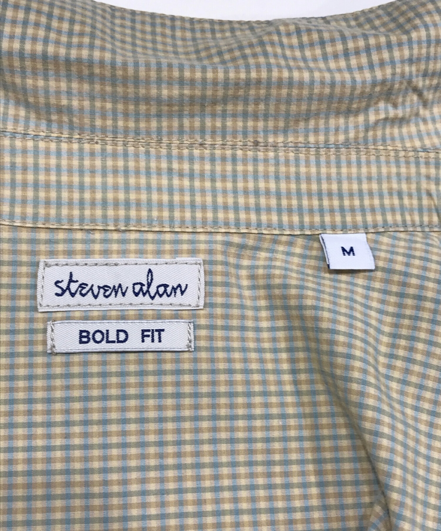 STEVEN ALAN (スティーブンアラン) ジップシャツ イエロー×ブルー サイズ:SIZE　M