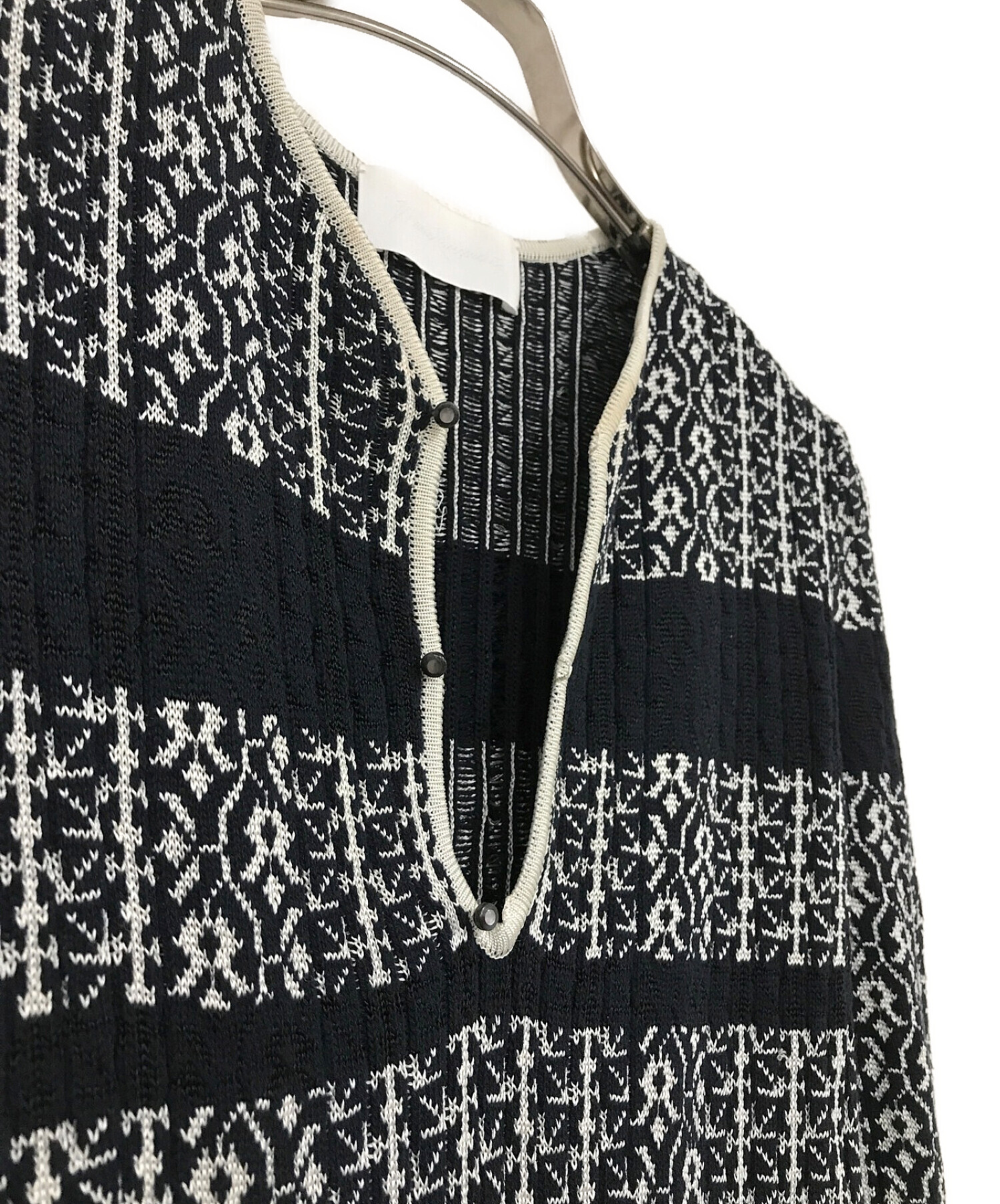 Mame Kurogouchi (マメクロゴウチ) Rib Jacquard Pedicel Knit Dress ネイビー サイズ:SIZE 1