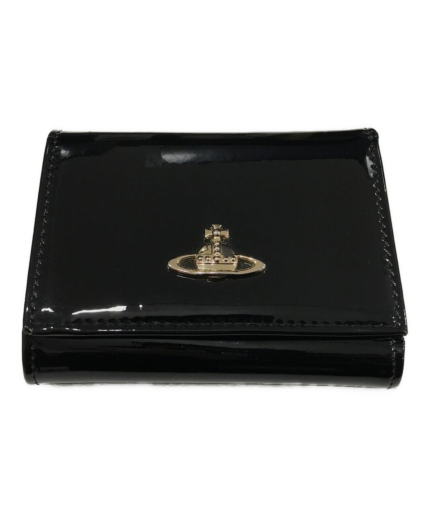 ヴィヴィアンウエストウッドの黒のエナメル財布-