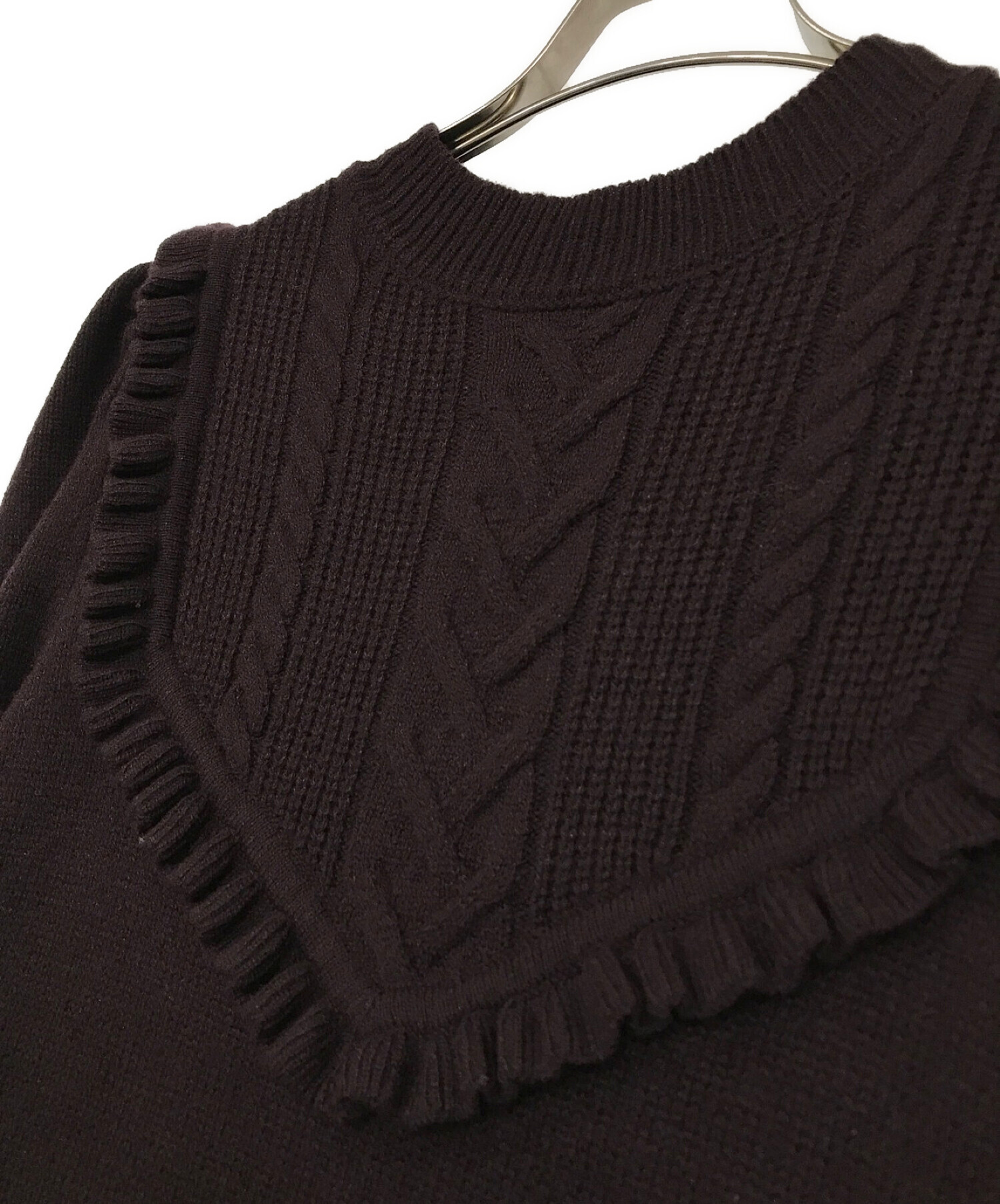 【新作登場2024】ハーリップトゥ Belted Ruffle Cable-Knit Dress ワンピース