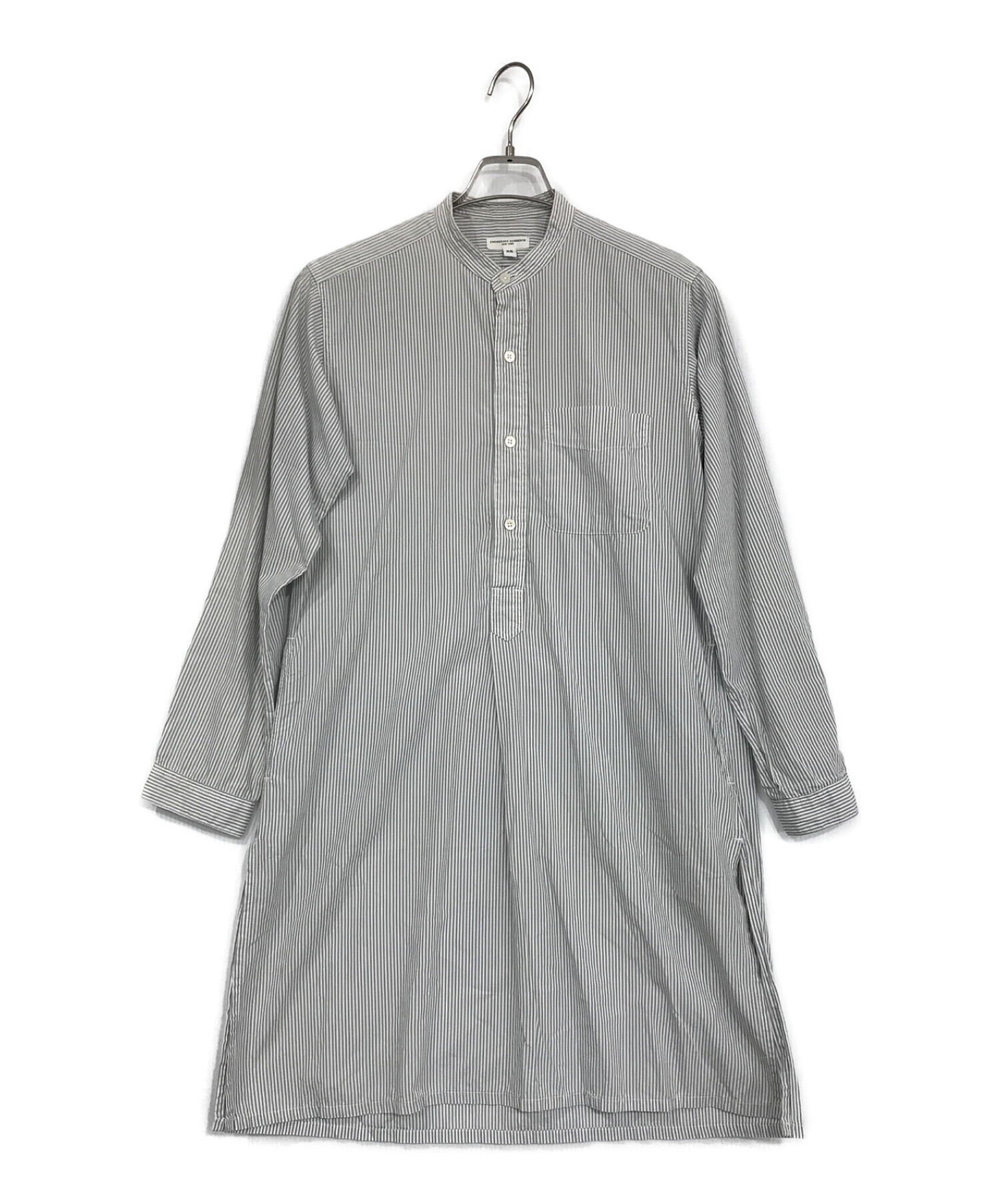 Engineered Garments (エンジニアドガーメンツ) バンドカラーロングシャツ グレー サイズ:SIZE XS