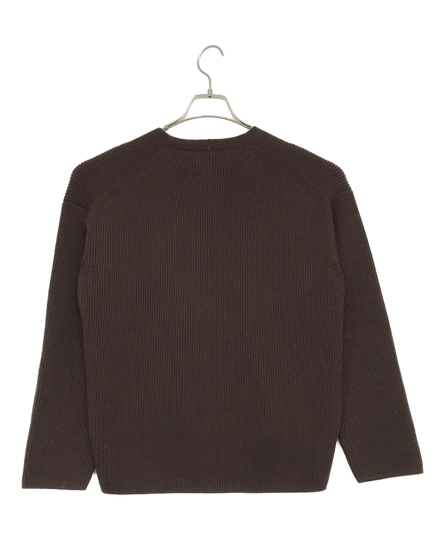 AURALEE (オーラリー) SUPER FINE WOOL RIB KNIT V NECK P／O ブラウン サイズ:SIZE 1