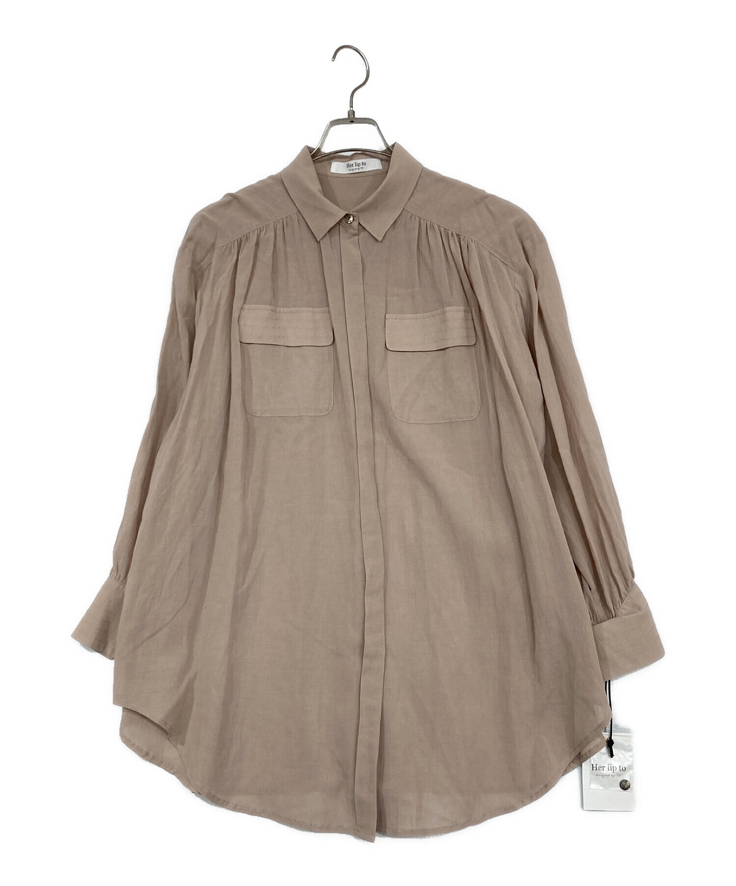 HER LIP TO (ハーリップトゥ) Cotton-brend Voile Sheer Shirt. ベージュ サイズ:SIZE S