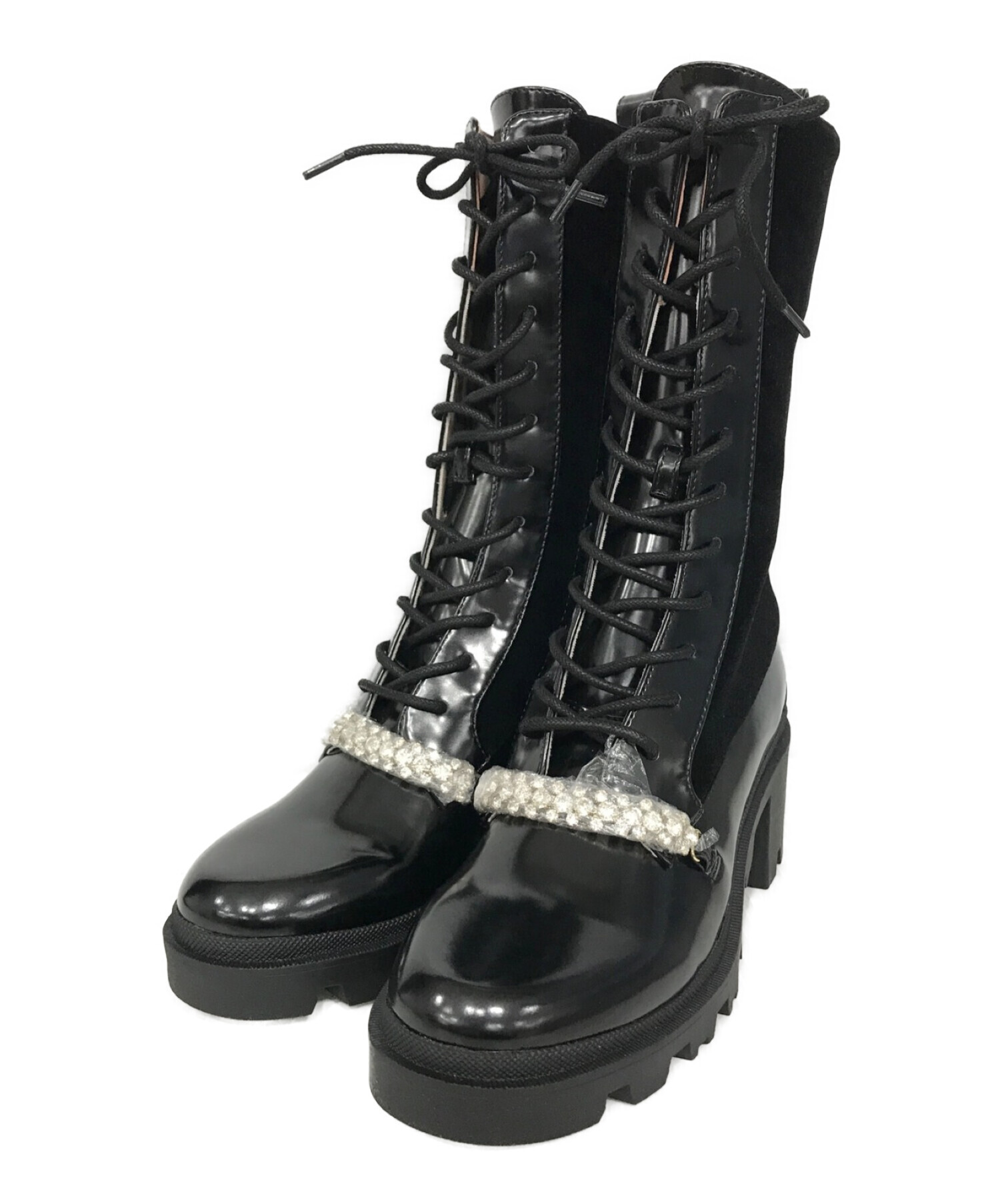 Crystal Lace-Up Ankle Boots