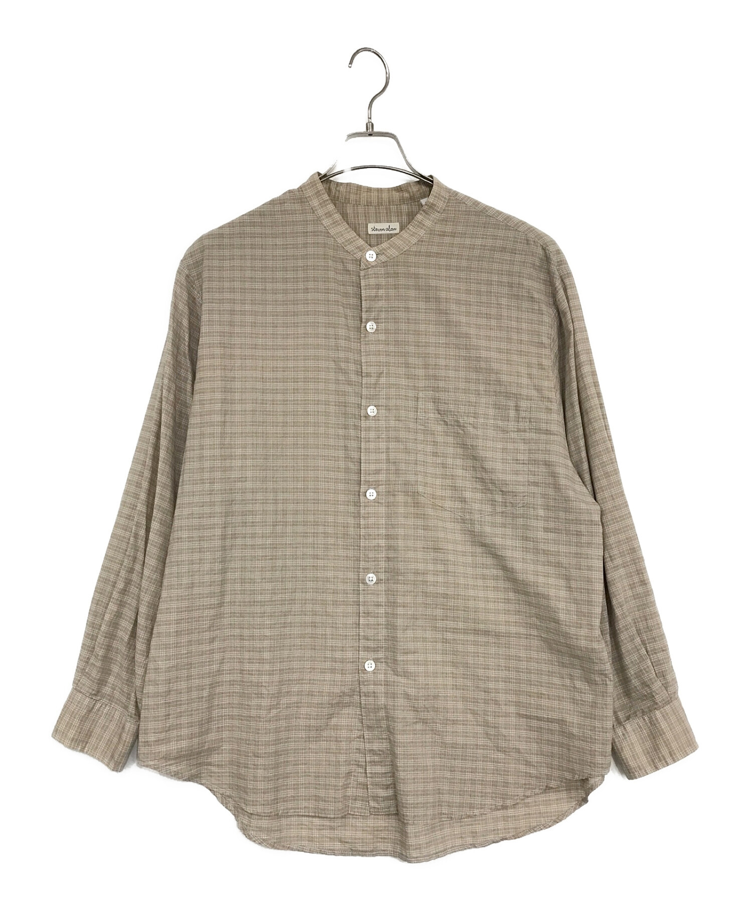 STEVEN ALAN (スティーブンアラン) バンドカラーシャツ ベージュ サイズ:SIZE M