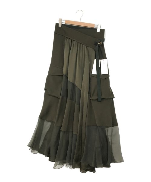 【中古・古着通販】sacai (サカイ) Solid Satin Skirt オリーブ サイズ