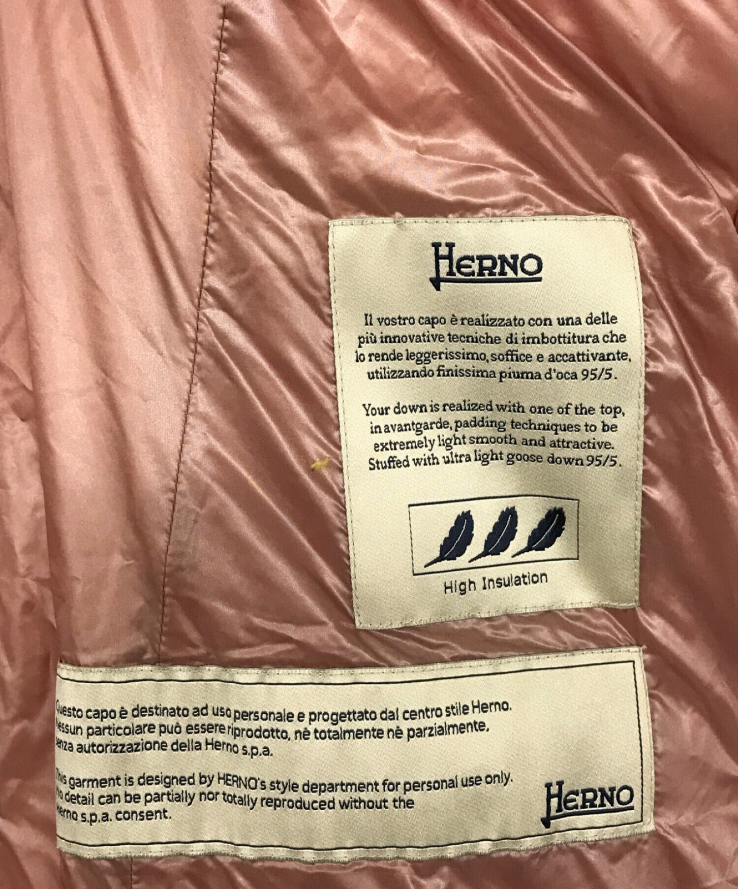 HERNO (ヘルノ) ファー付ダウンコート ピンク サイズ:SIZE　42