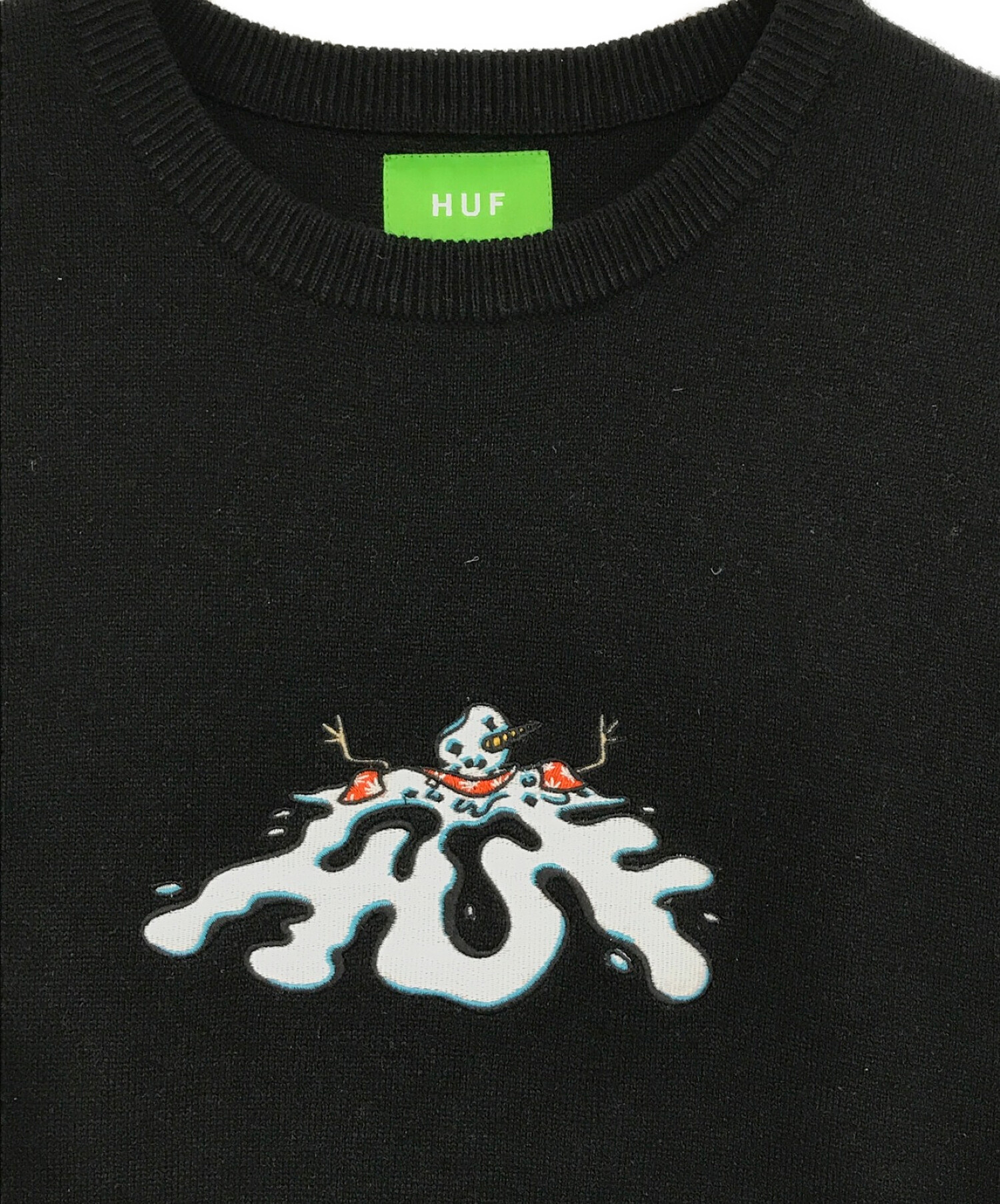 HUF (ハフ) SNOWMANクルーネックニット ブラック サイズ:SIZE　XL