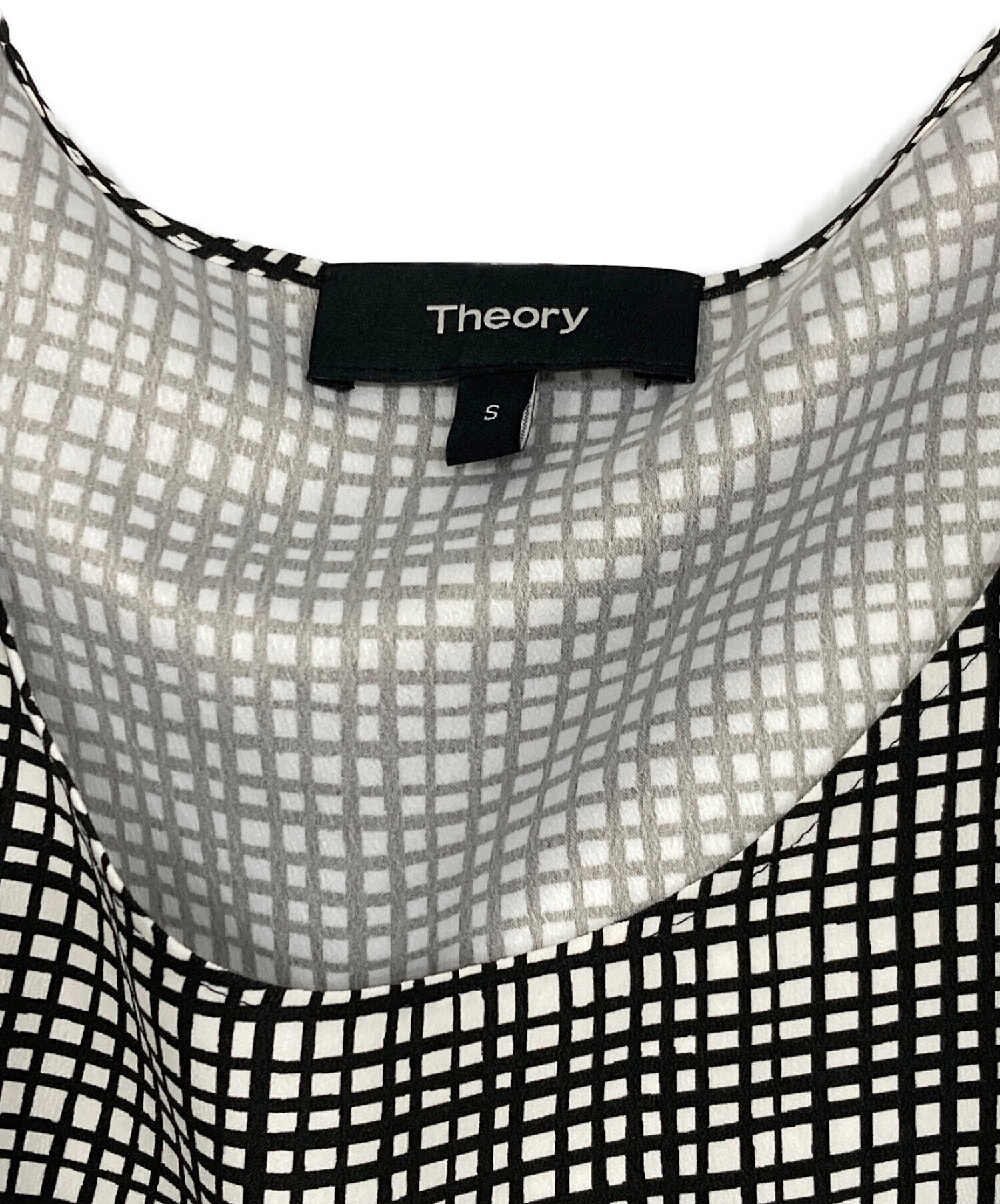 theory (セオリー) ノースリーブブラウス ホワイト×ブラック サイズ:SIZE S