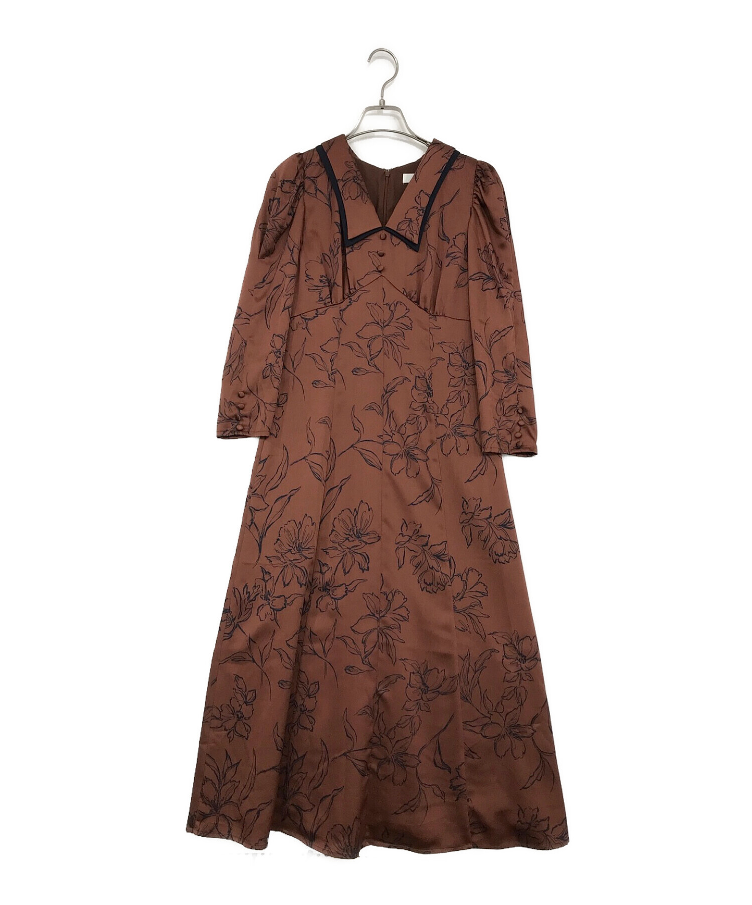 HER LIP TO (ハーリップトゥ) Limoges Vintage Satin Dress ブラウン サイズ:SIZE S