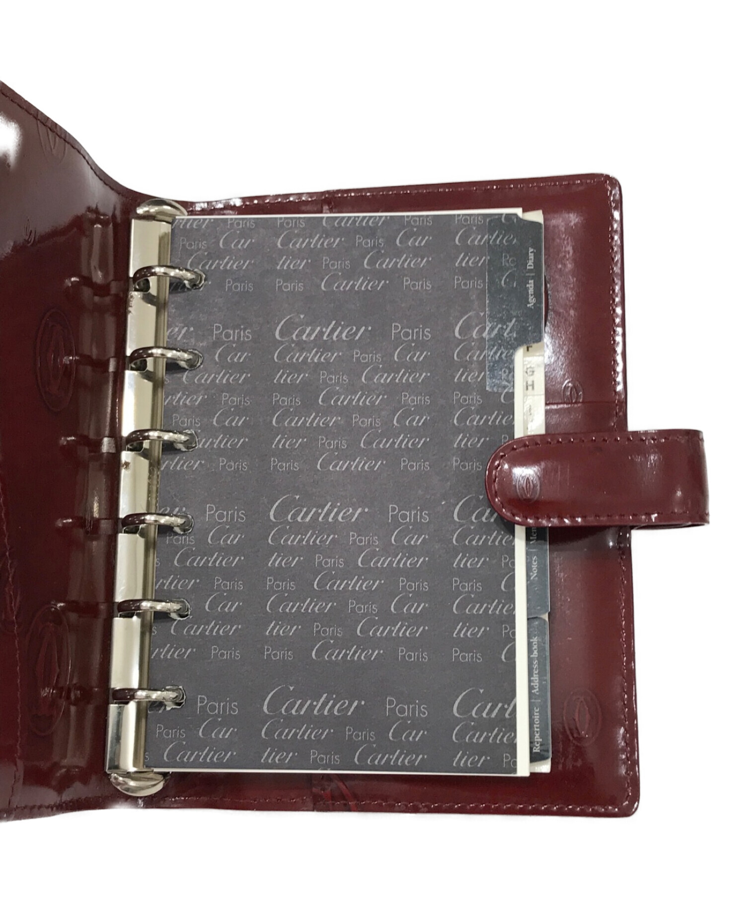 Cartier (カルティエ) 6穴式エナメル手帳カバー レッド