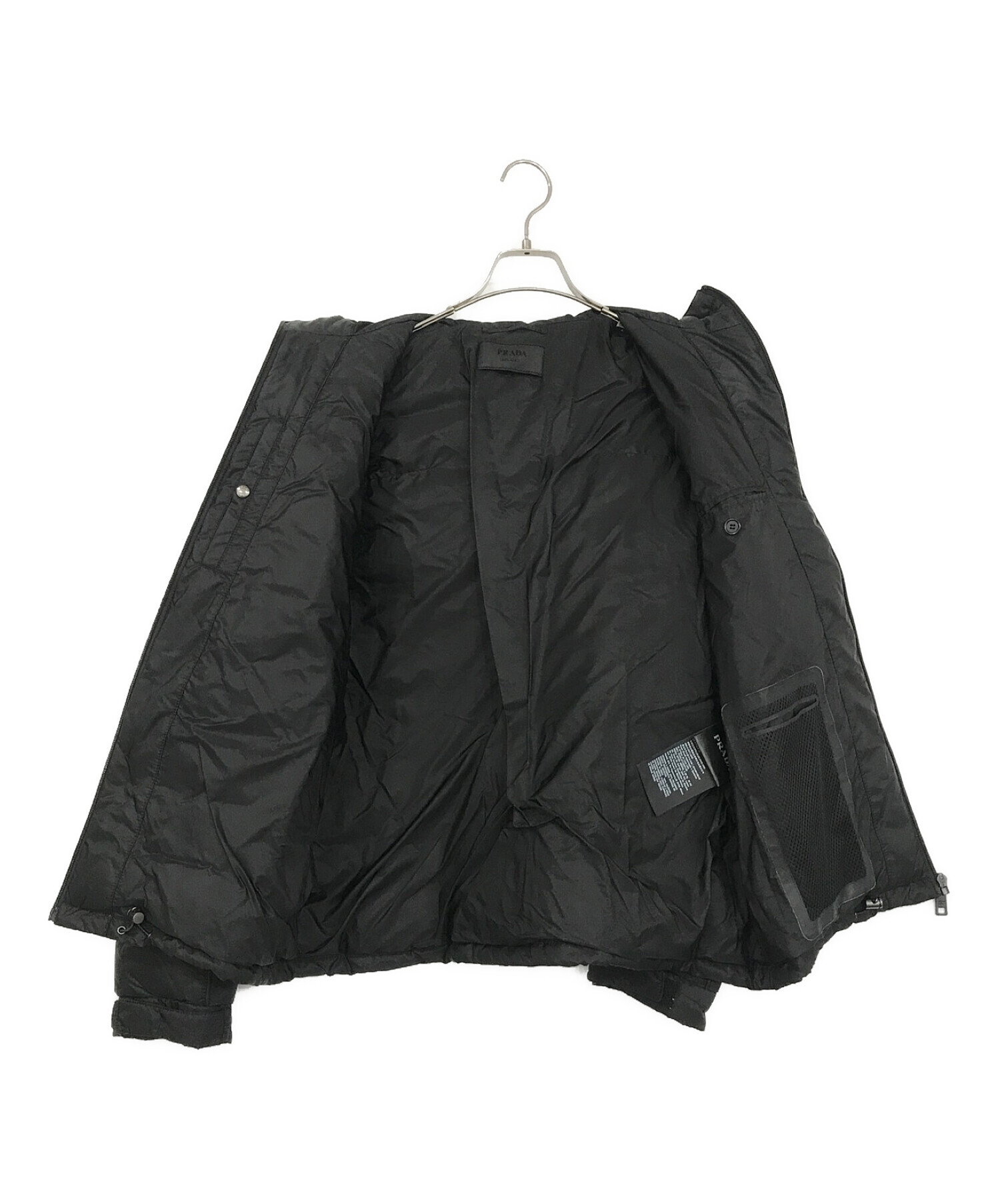 PRADA (プラダ) トライアングルロゴプレートダウンジャケット ブラック サイズ:SIZE 48
