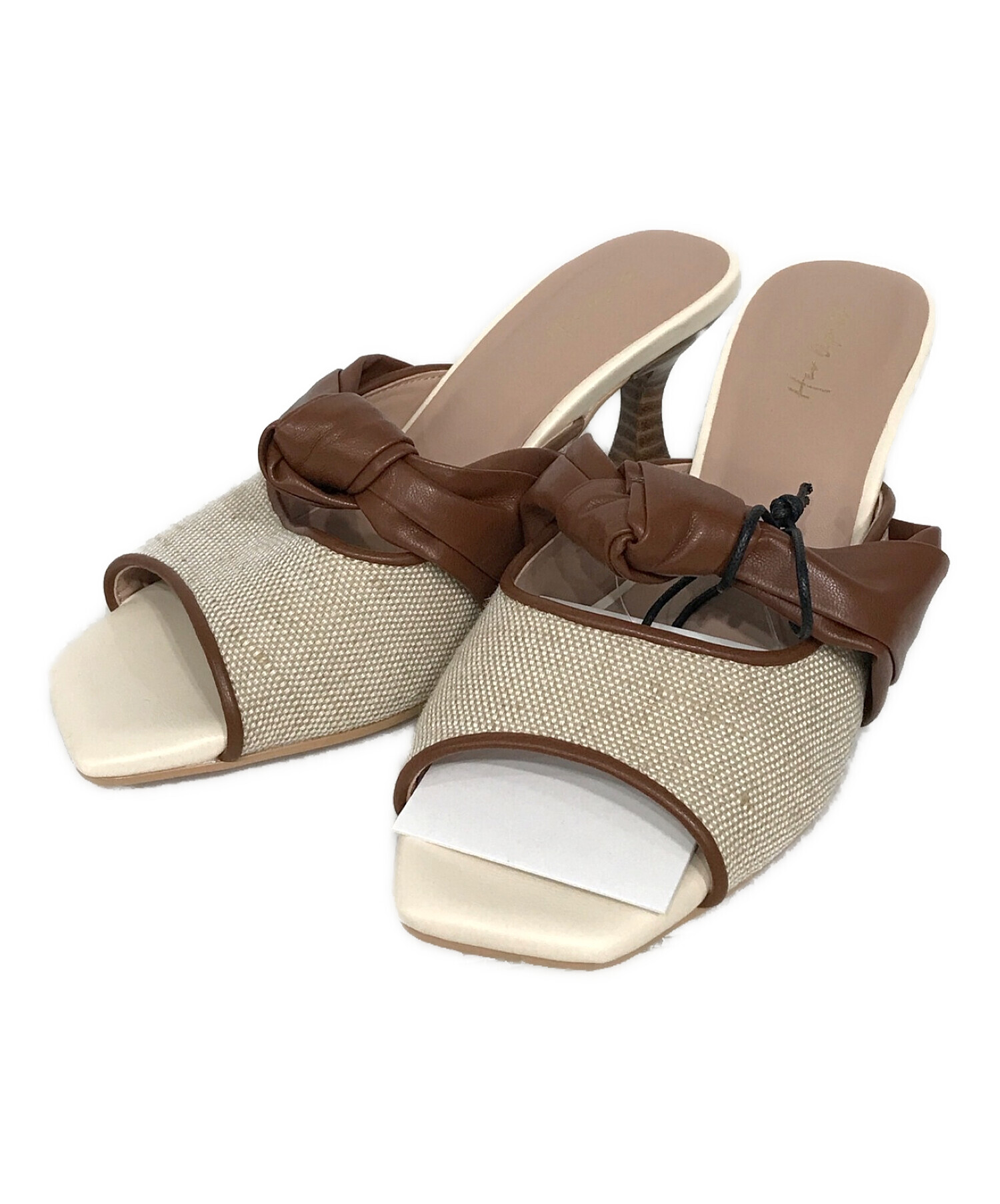 HER LIP TO (ハーリップトゥ) Twisted Two-Tone Mules ブラウン×ベージュ サイズ:SIZE 36