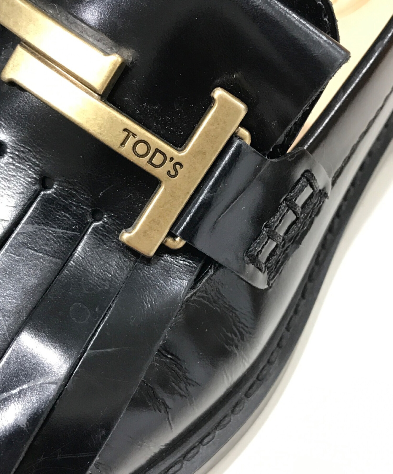 中古・古着通販】TOD'S (トッズ) ダブルTフリンジローファー ブラック