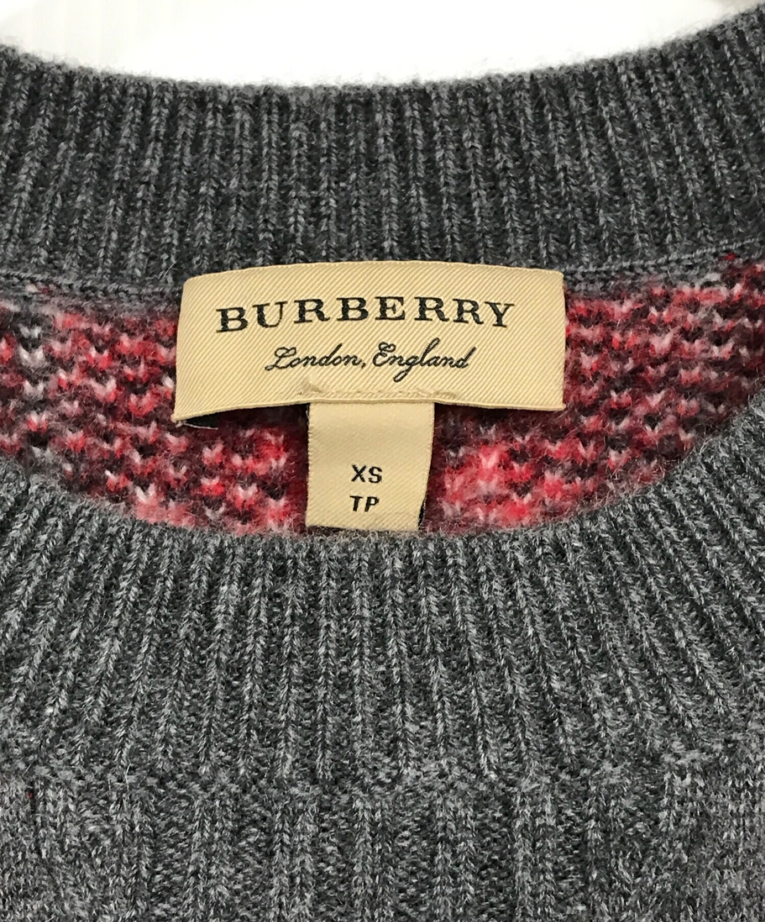 BURBERRY (バーバリー) カシミヤチェックニット グレー サイズ:SIZE　XS