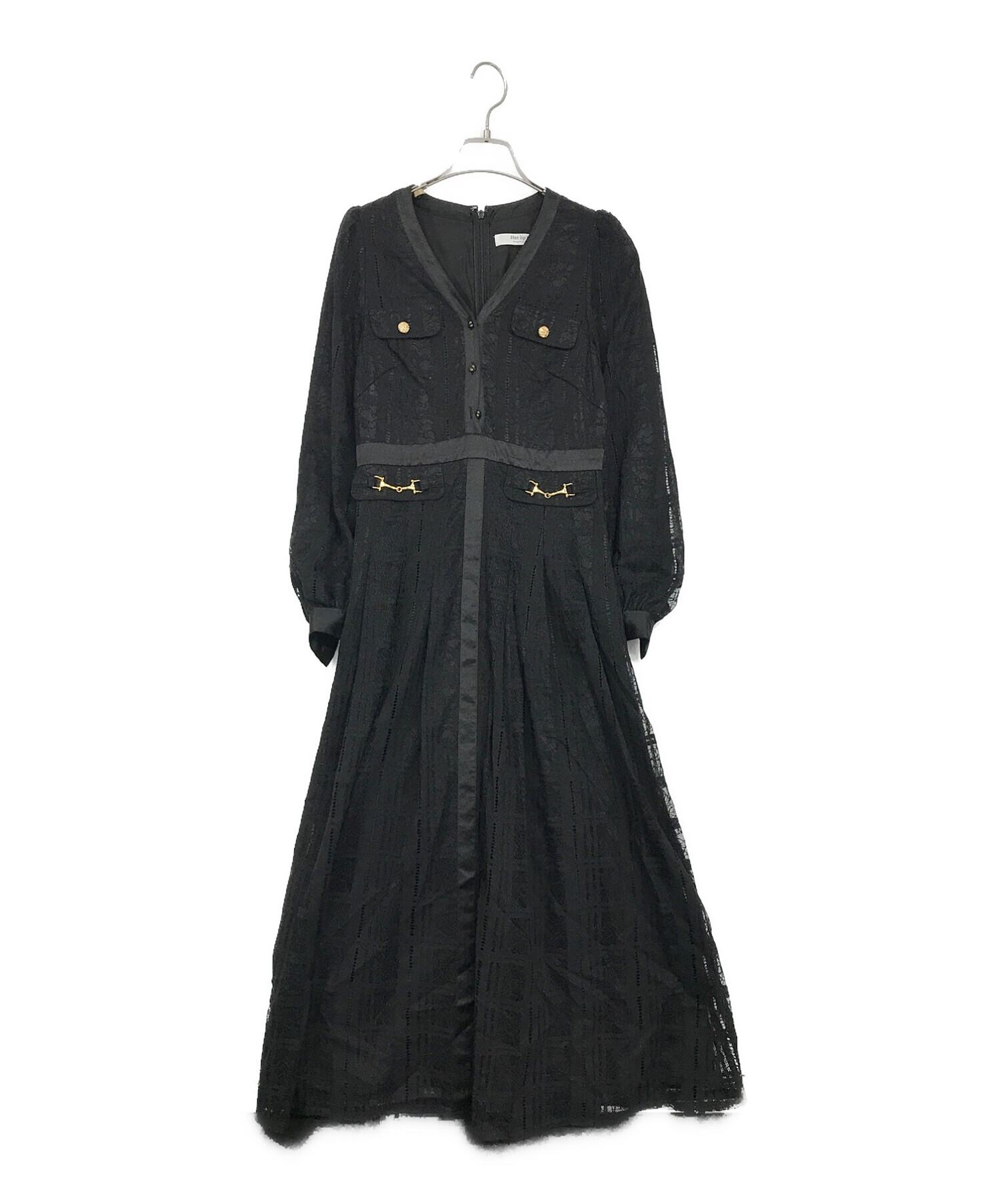 HER LIP TO (ハーリップトゥ) Nottingham Lace Long Dress ブラック サイズ:SIZE　S