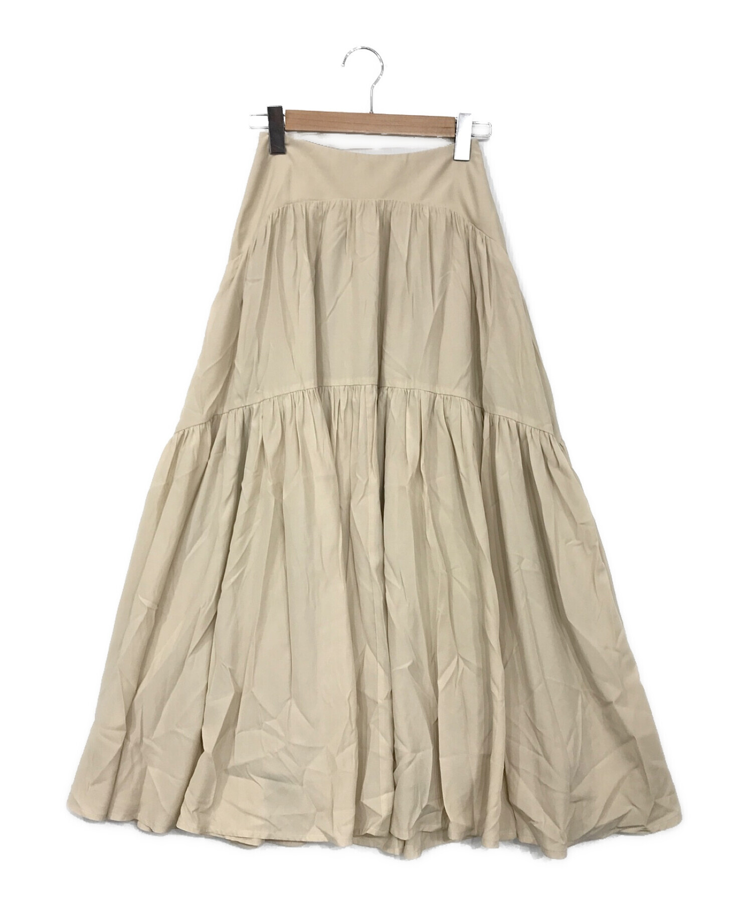 HER LIP TO (ハーリップトゥ) High-Waist Tiered Long Skirt ベージュ サイズ:SIZE M