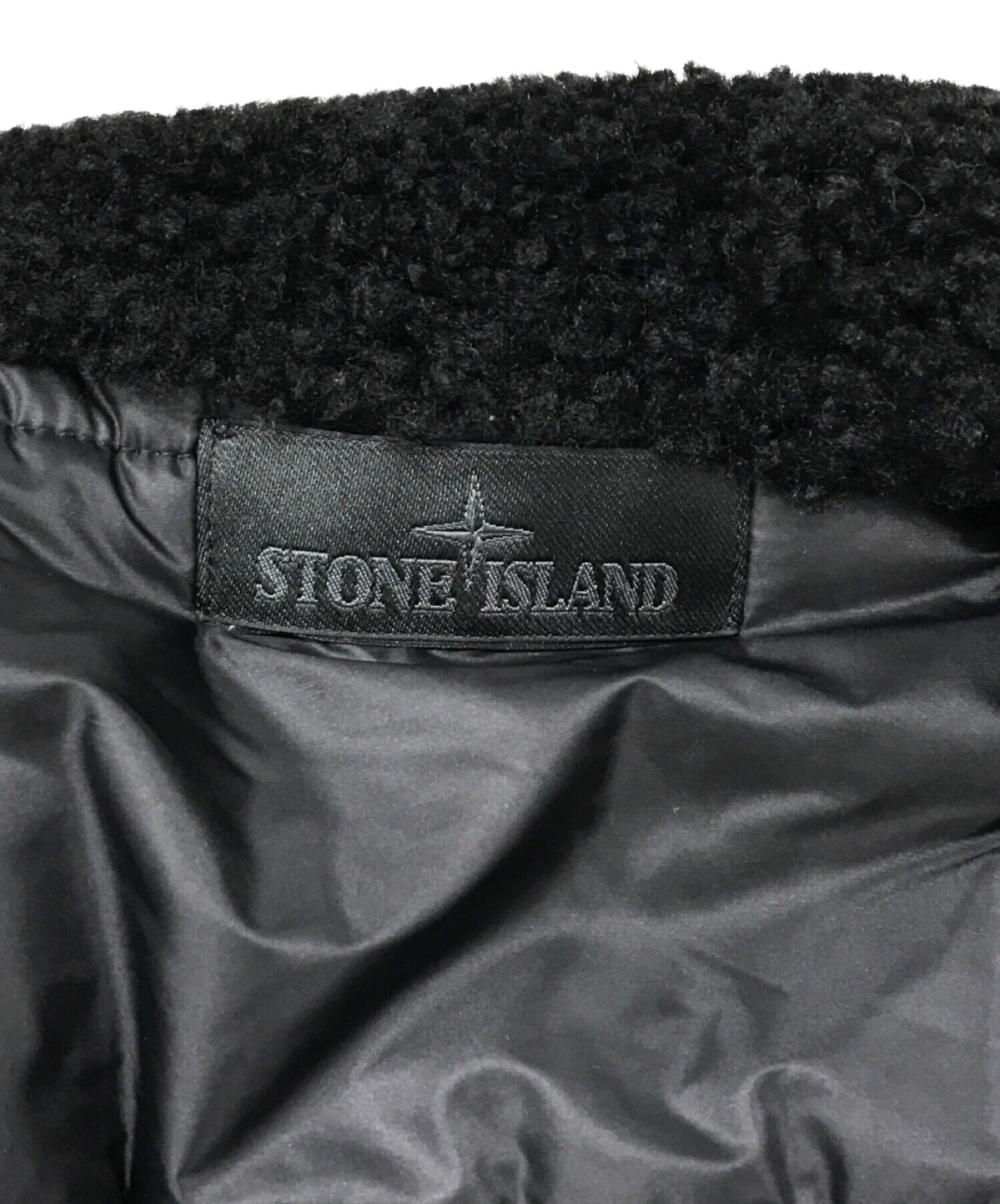 STONE ISLAND (ストーンアイランド) レザー切替ダウンジャケット ブラック サイズ:SIZE　S