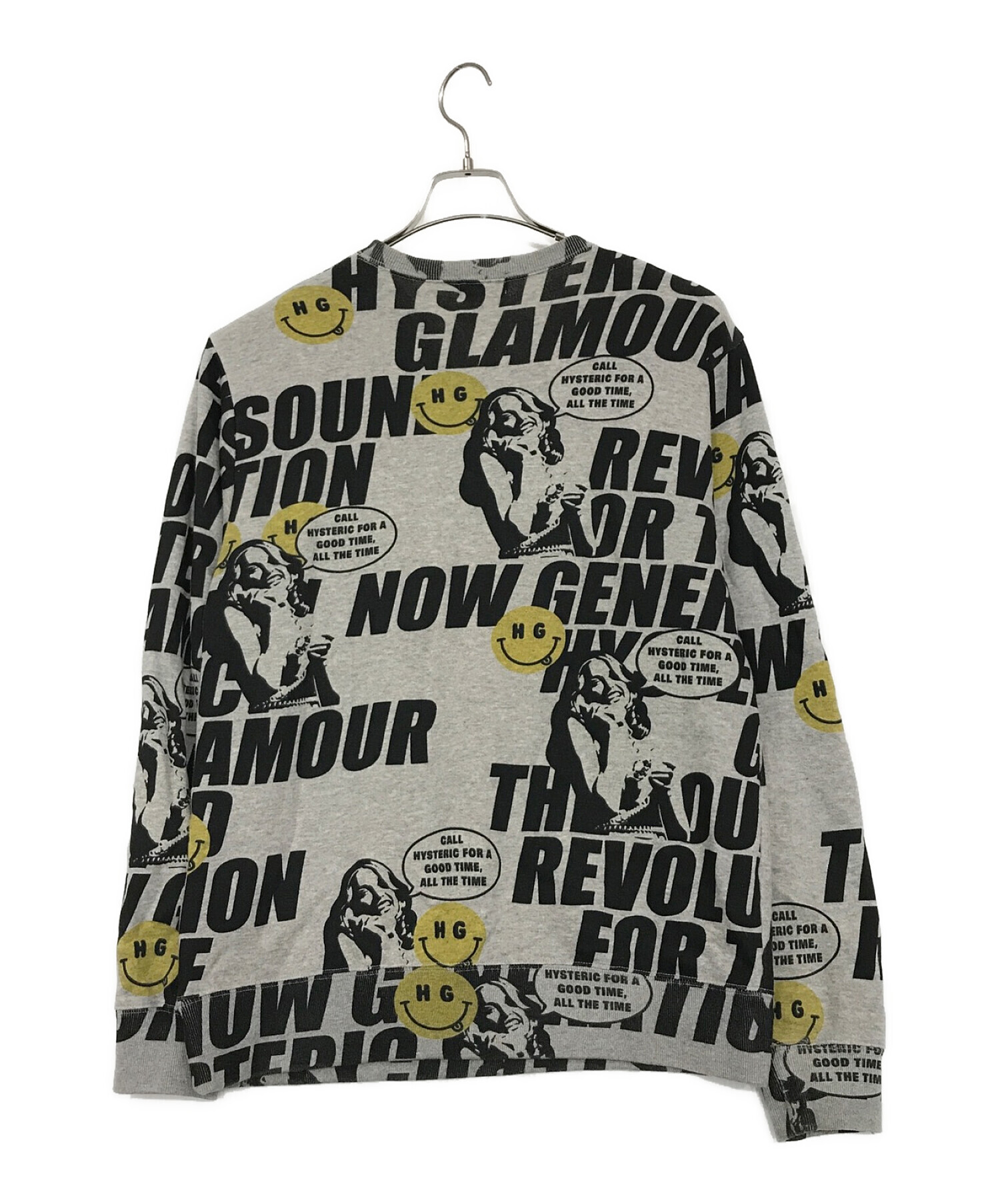 Hysteric Glamour (ヒステリックグラマー) HG SOUND REVOLUTION柄スウェット グレー サイズ:SIZE M