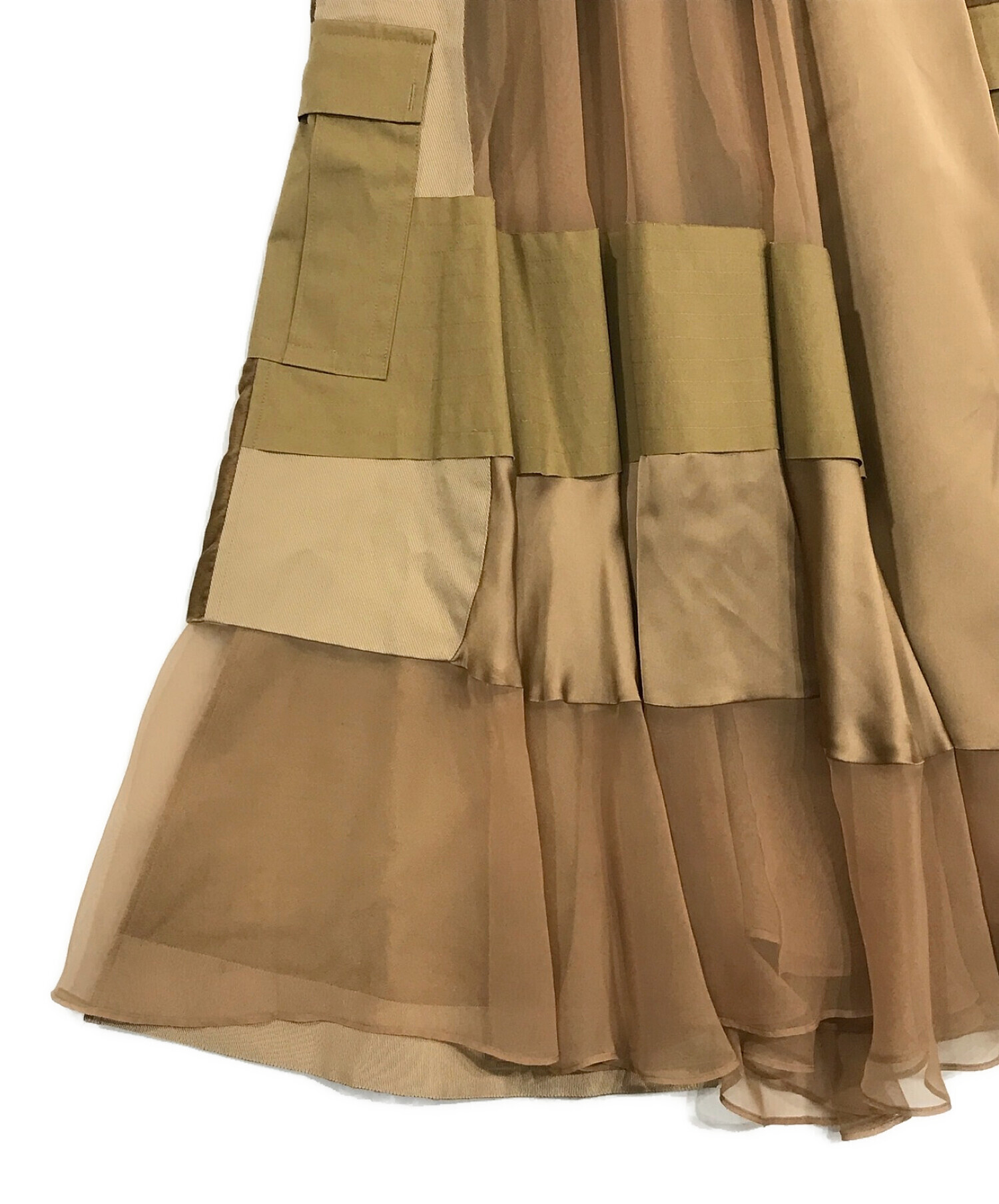 sacai (サカイ) パッチワークミリタリースカート ベージュ サイズ:SIZE 1