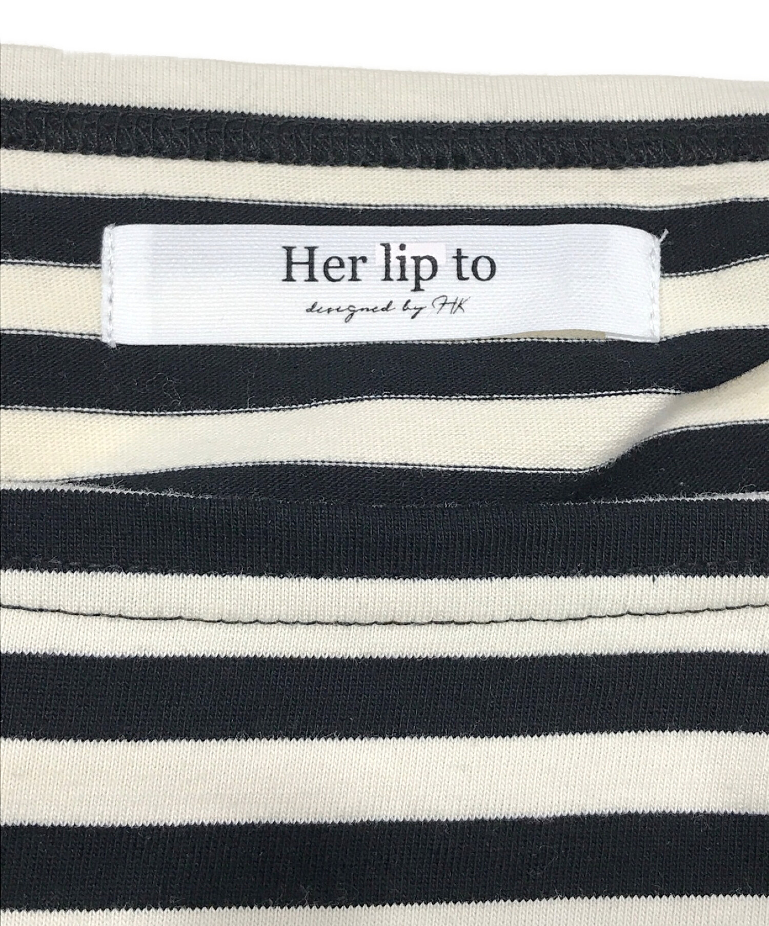 中古・古着通販】HER LIP TO (ハーリップトゥ) ボーダーカットソー ベージュ×ブラック サイズ:SIZE F｜ブランド・古着通販  トレファク公式【TREFAC FASHION】スマホサイト