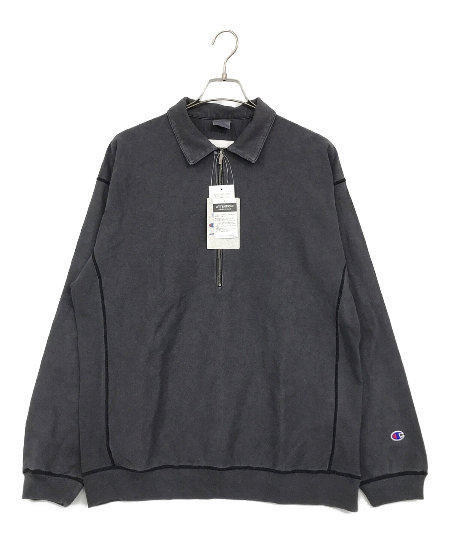 Champion (チャンピオン) MONKEY TIME (モンキータイム) ハーフジップスウェット グレー サイズ:SIZE　L