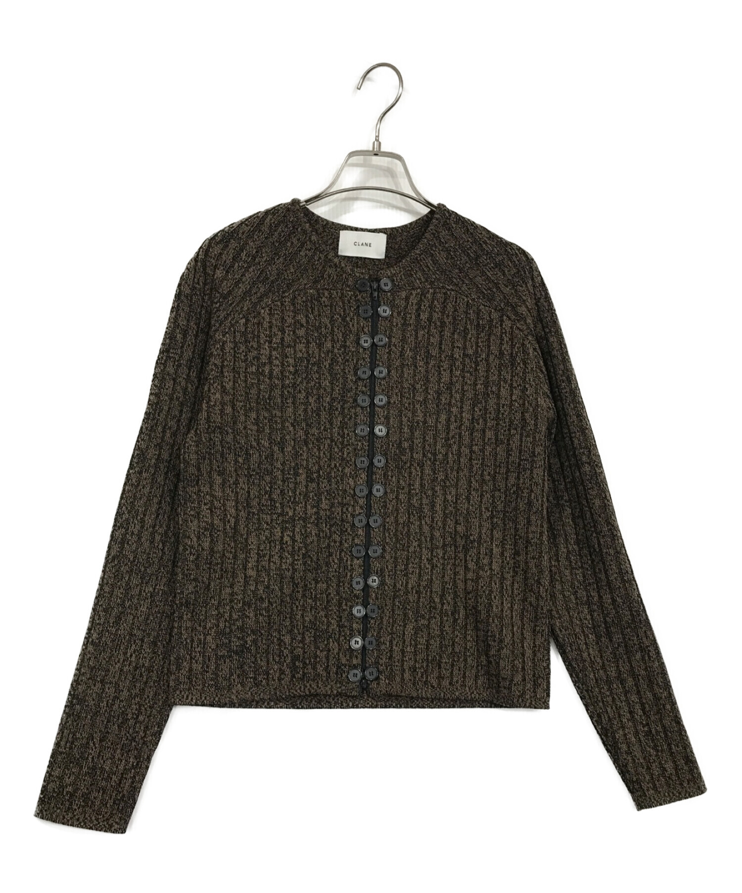 CLANE (クラネ) LINE UP BUTTON KNIT TOPS/ニット ブラウン サイズ:1