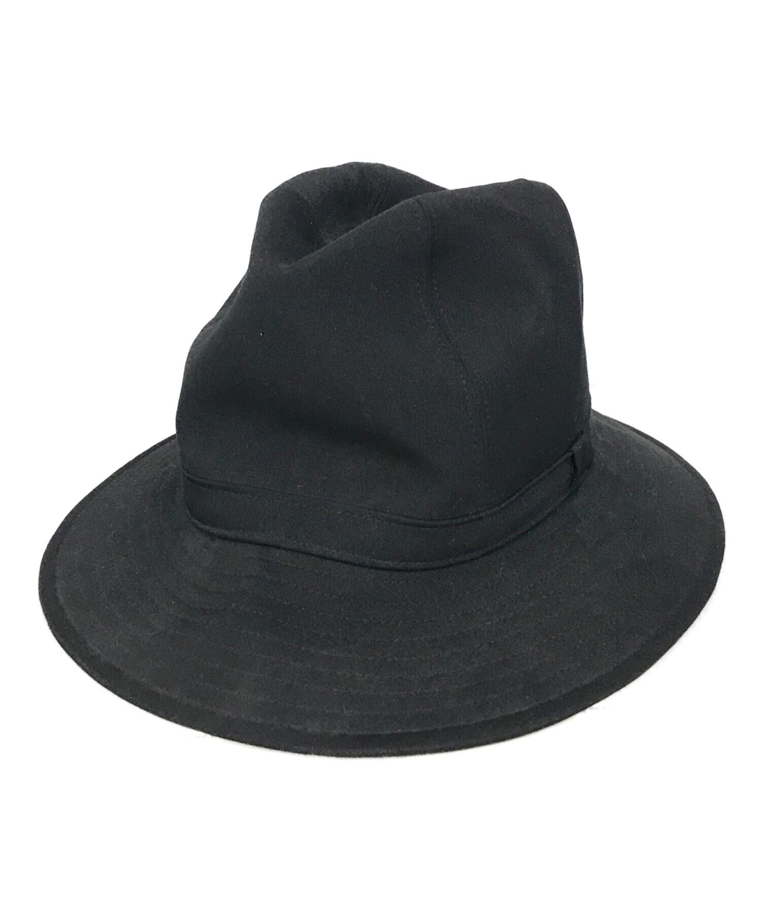 Yohji Yamamoto pour homme (ヨウジヤマモト プールオム) Wrinkled Gabardine Fedora hat  ブラック サイズ:SIZE 4