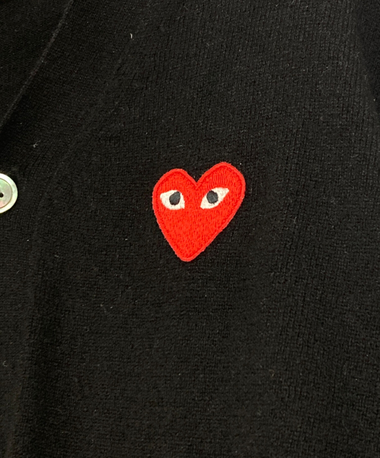 PLAY COMME des GARCONS (プレイ コムデギャルソン) ハートワッペンウールカーディガン ブラック サイズ:L