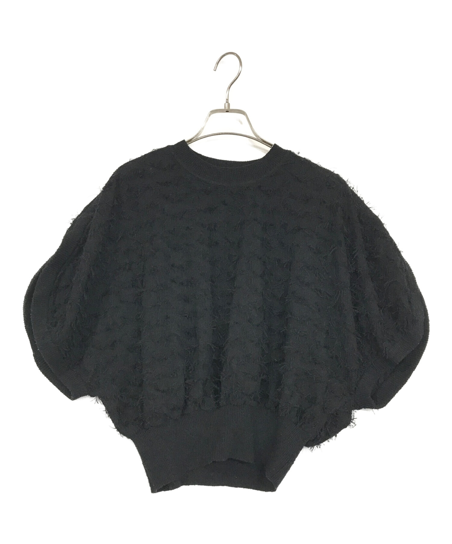 中古・古着通販】CLANE (クラネ) FRINGE ARCH SLEEVE KNIT TOPS ブラック サイズ:1｜ブランド・古着通販  トレファク公式【TREFAC FASHION】スマホサイト