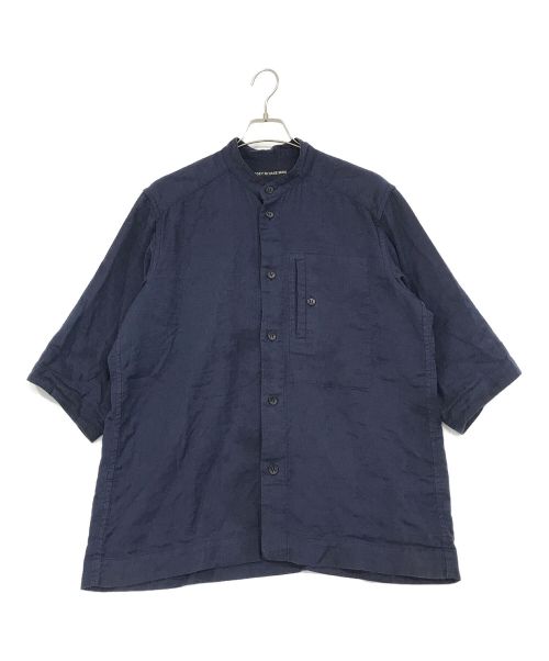 【中古・古着通販】ISSEY MIYAKE MEN (イッセイミヤケメン) スタンドカラー半袖シャツ ネイビー サイズ:SIZE 2｜ブランド・古着通販  トレファク公式【TREFAC FASHION】スマホサイト