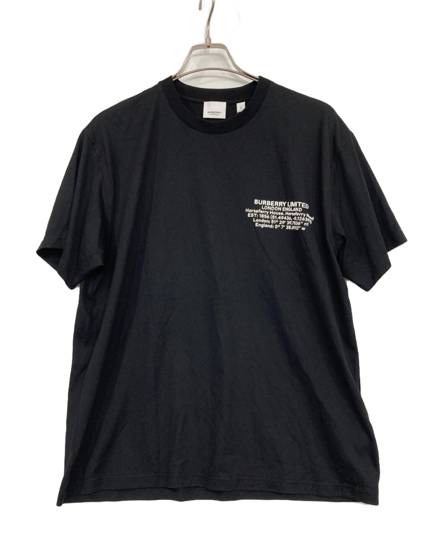 BURBERRY (バーバリー) LOCATIONPRINT COTTON OVERSIZE T-SHIRT /プリントTシャツ ブラック サイズ:S