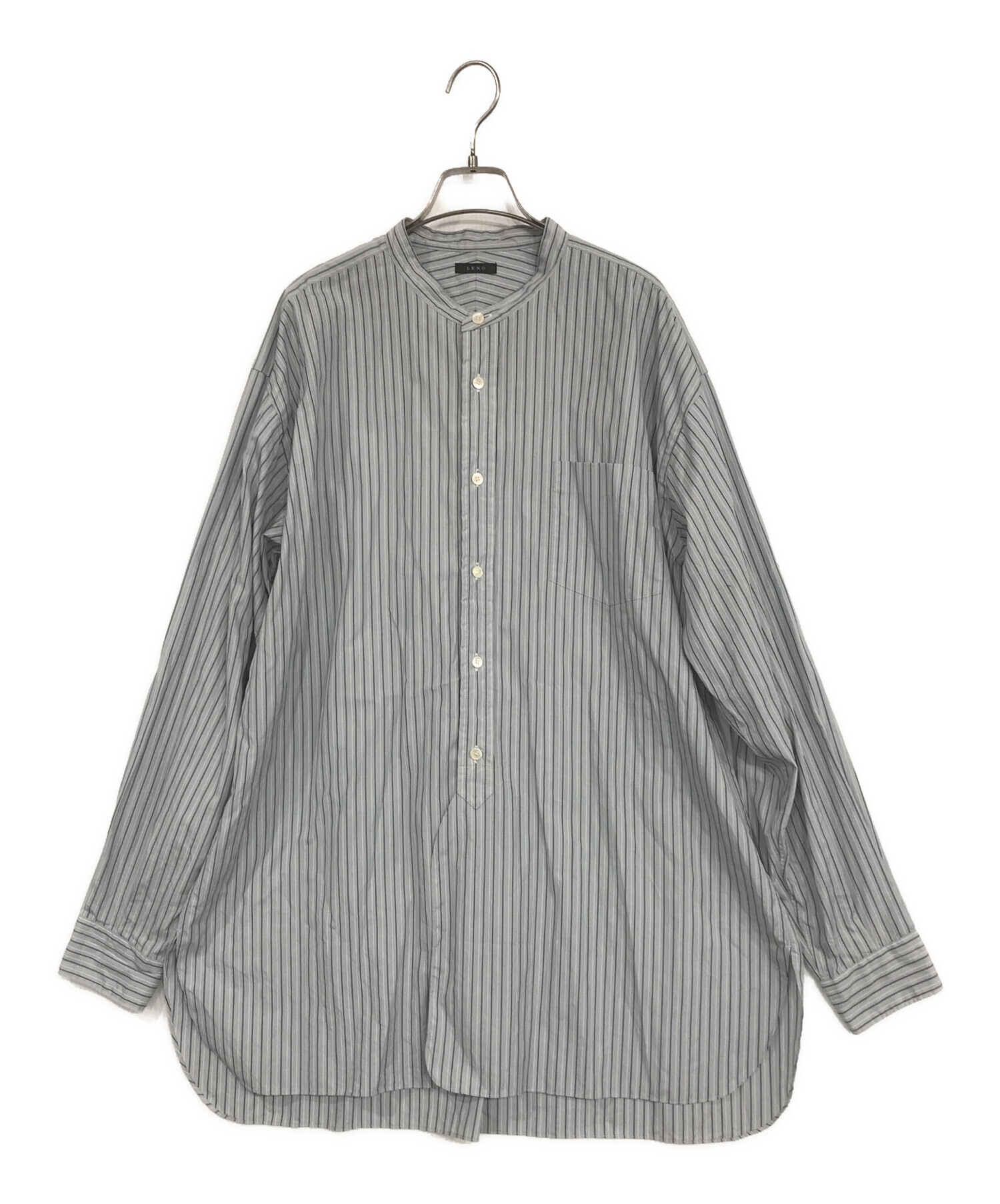 中古・古着通販】leno (リノ) BAND COLLAR SHIRT STRIPE/ストライプバンドカラーシャツ グレー  サイズ:3｜ブランド・古着通販 トレファク公式【TREFAC FASHION】スマホサイト