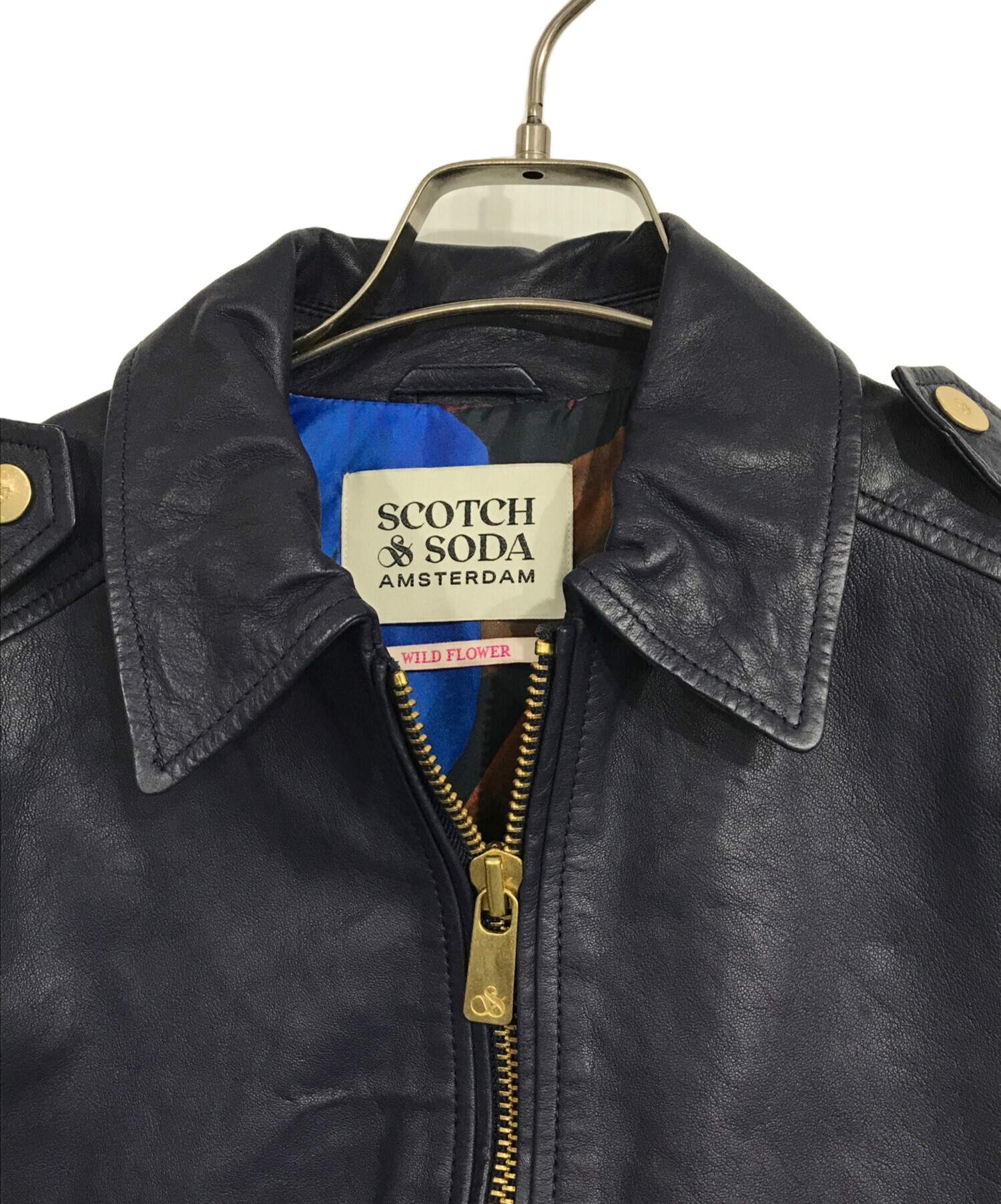 中古・古着通販】SCOTCH & SODA (スコッチアンドソーダ) レザージャケット ネイビー サイズ:S｜ブランド・古着通販  トレファク公式【TREFAC FASHION】スマホサイト