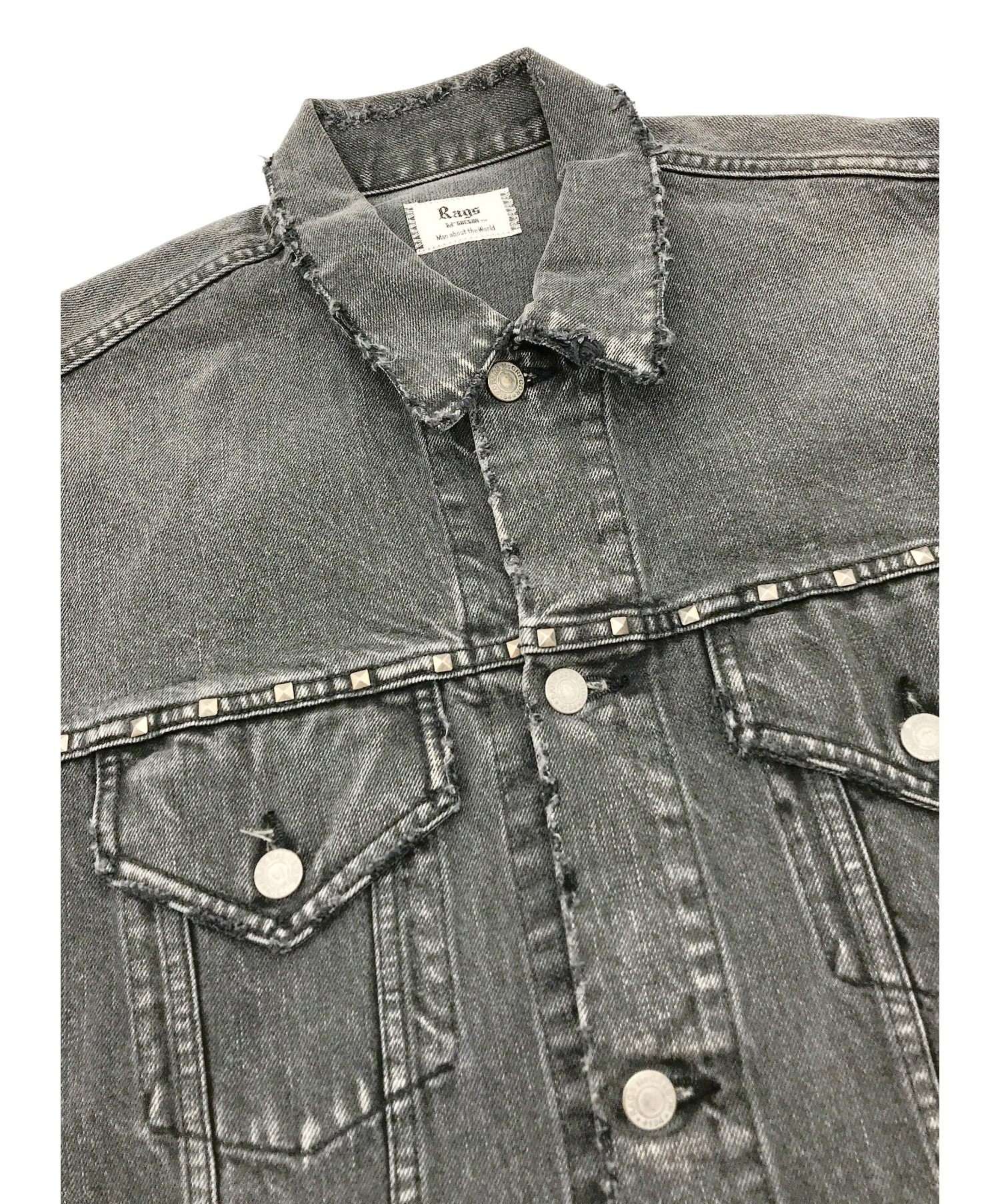 Rags McGREGOR (ラグス マクレガー) ロングスタッズデニムジャケット グレー サイズ:M 16AW ・LONG STUDS DENIM  JACKET